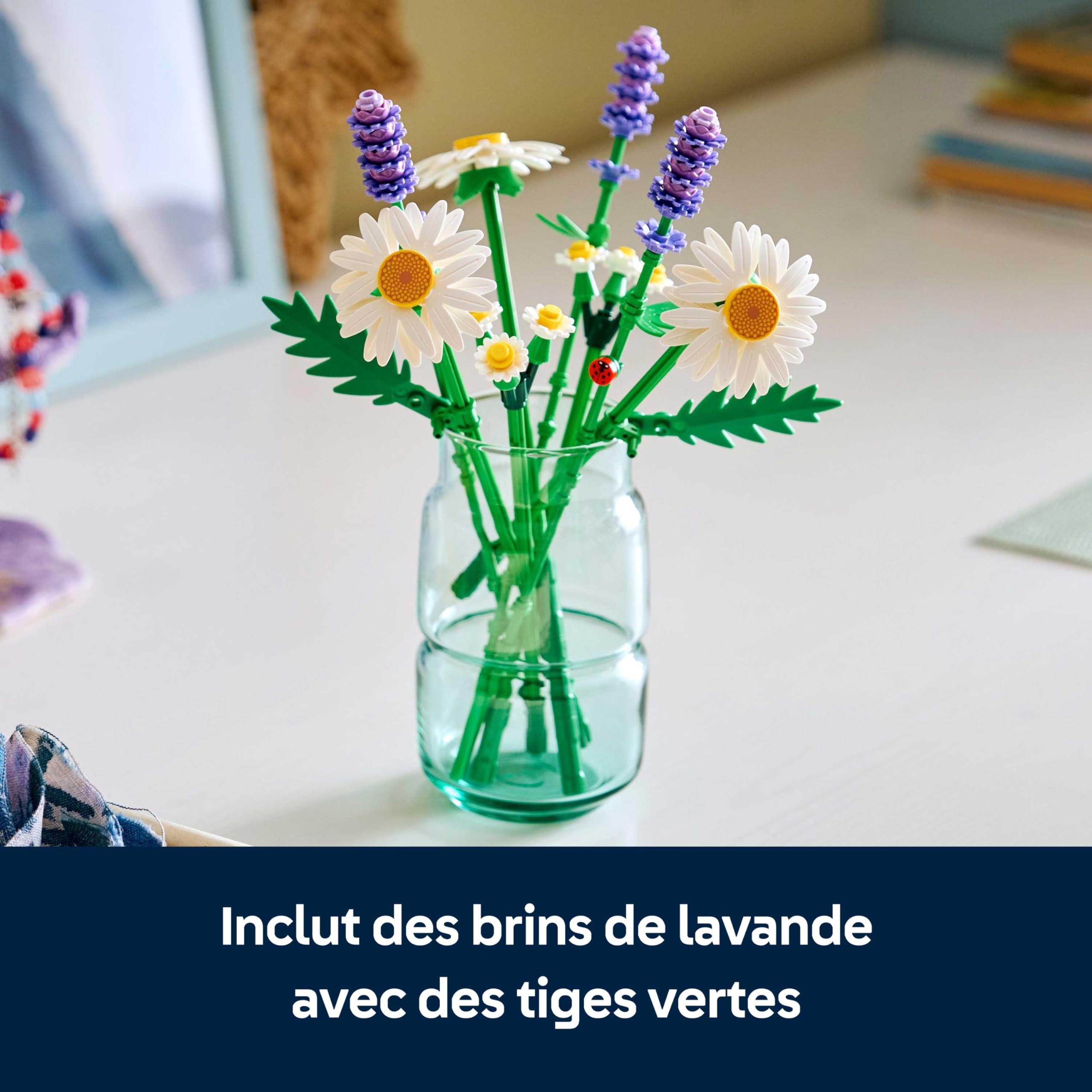 LEGO Botanicals Marguerites - Bouquet de Fleurs Artificielles - Marguerites & Lavande - Décoration Chambre d'enfant DIY - Cadeau d'anniversaire pour Fille 9 Ans ou Adulte Passionné.e de Plantes 11508
