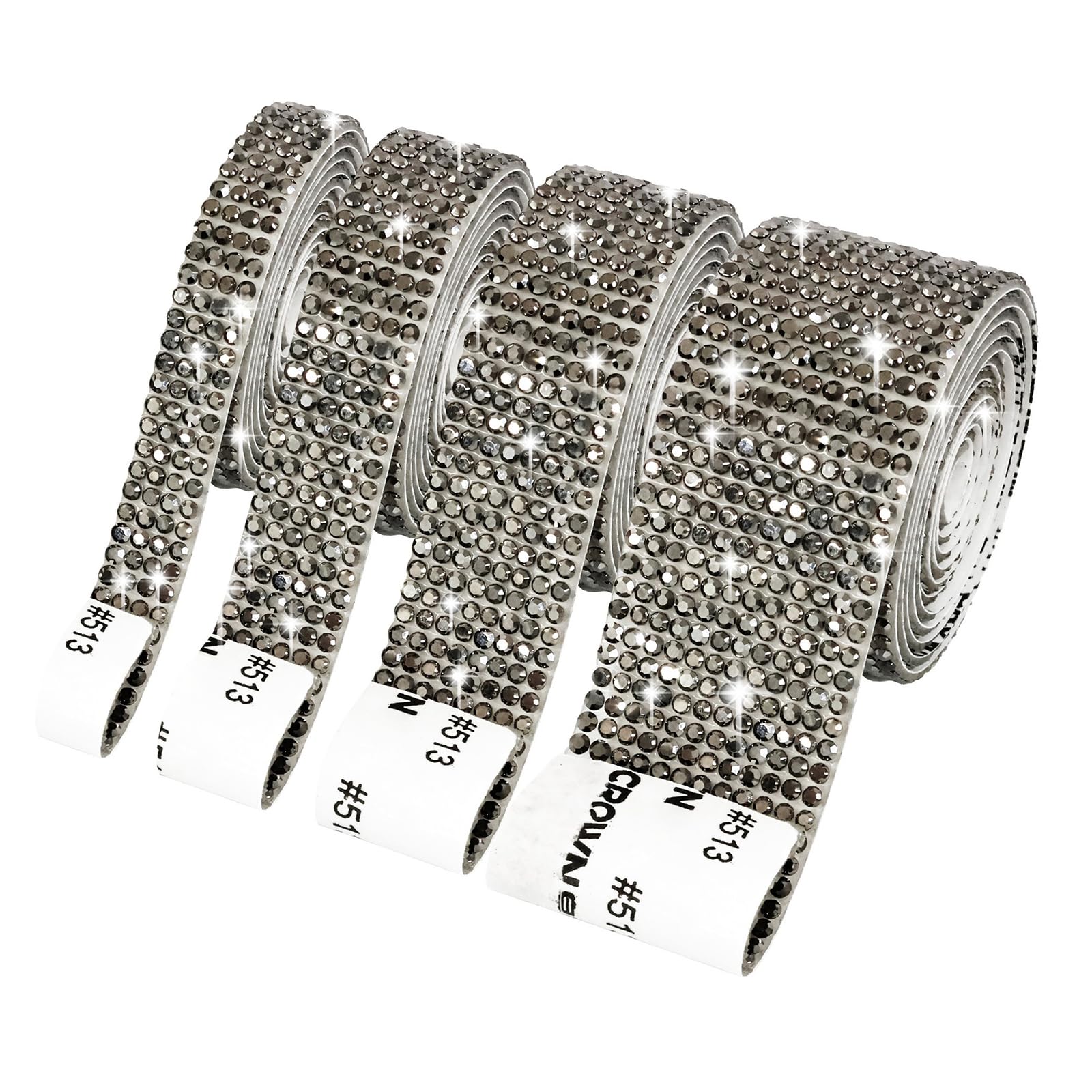 ZEPFJHE 4 Rolls Sparkling Rhinestones Ribbons Adhesive Rhinestones Tapes for Art Craft Cake Decoration Garment Making Costume Decorations