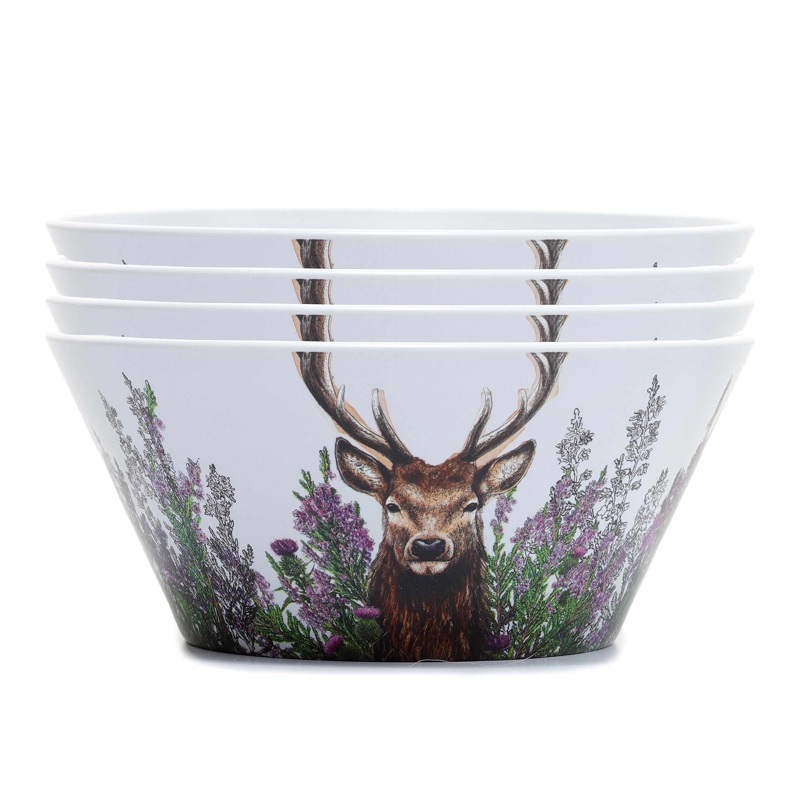 Puckator Multicolour Wild Stag 4Pc Reusable Picnic Bowls Out Of Recycled Plastic Bottles - Serving Bowls - Party Ramen Bowl - Plastic Bowls For Parties - Picnic Breakfast Bowls - Small Poke Bowl