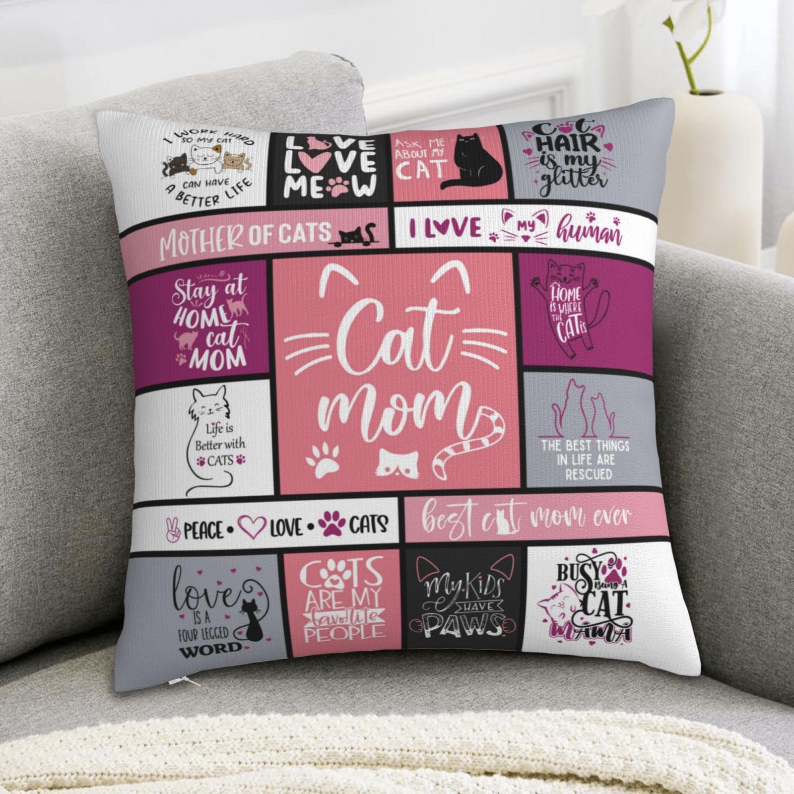 Regalos para mamá de gatos, regalos para amantes de los gatos, regalos temáticos de gatos para mujeres, regalos de gatos para niñas, decoración de gatos para amantes de los gatos, fundas de
