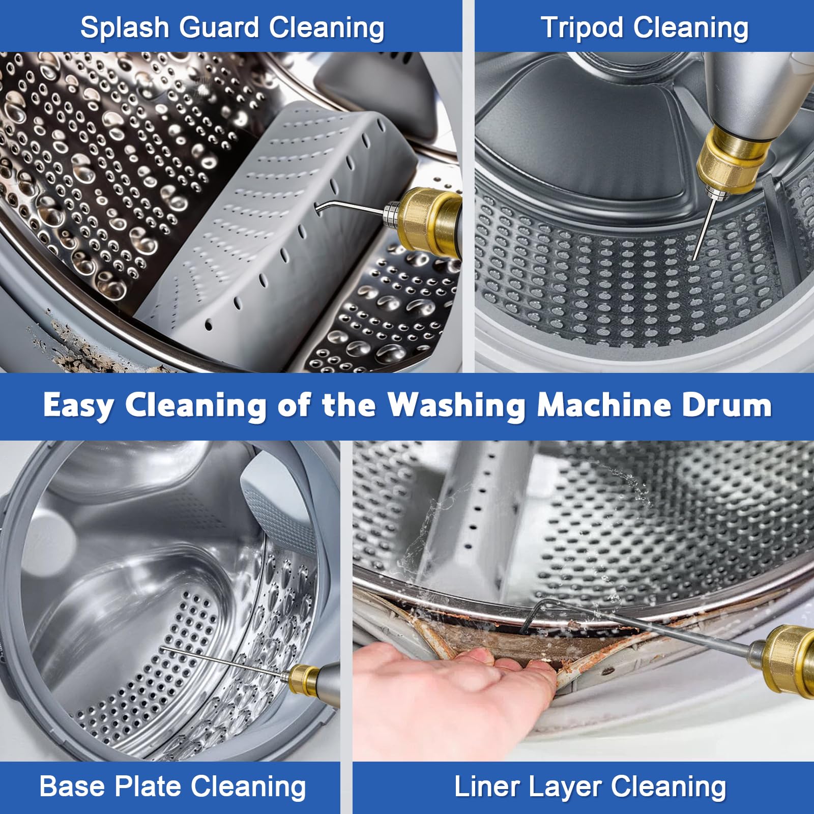 4Pack High Pressure Washer Nozzle, Pressure Washer Tips with 1/4" Quick Connect, Heavy Duty Hose Washer Spray Nozzle Kit with Straight & Curved Needles, for Washing Machine & AC Cleaning — view 4