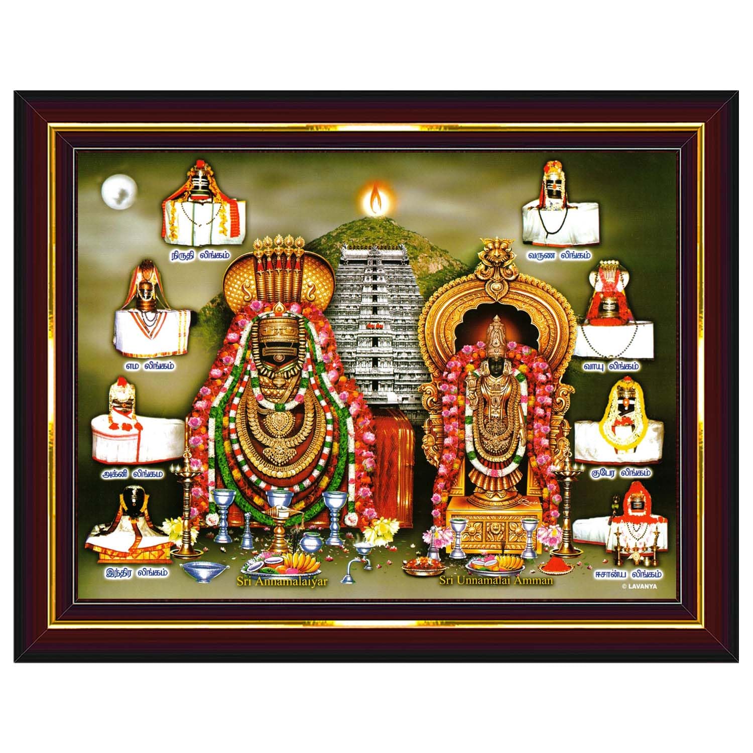Thiruvannamalai Annamalaiyar Arunachala Shiva Wall Painting Framed Home Decor (Wood,Matte,Brown,Small Size,6 x 8 Inch) B1119S-image-38