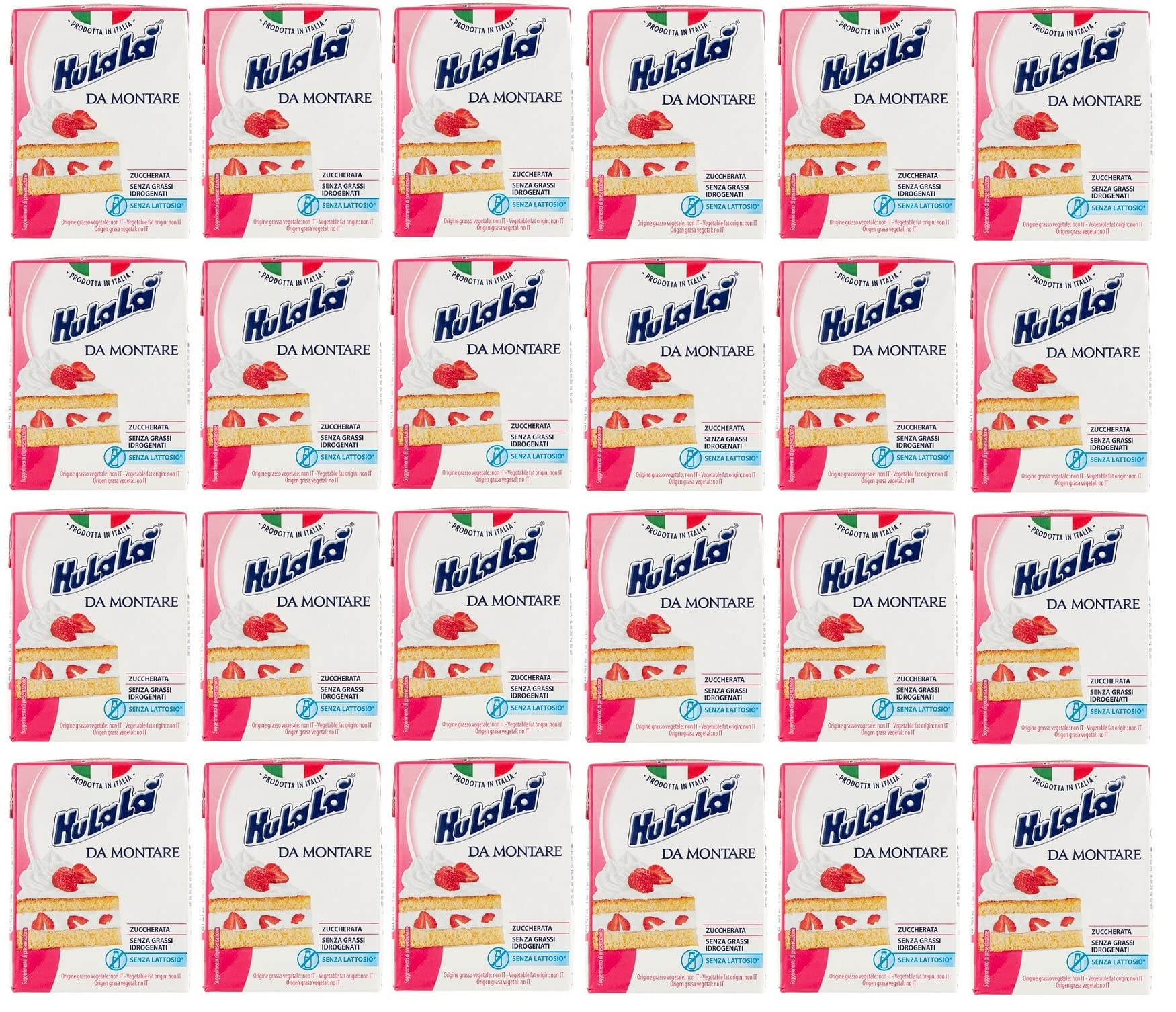 24x Hulalà Panna da montare zuccherata gesüßtes Süßwarenprodukt Sahne zu montierendes 200ml laktosefrei und frei von gehärtetem Fett Italienisches Produkt basierend auf pflanzlichen Fetten