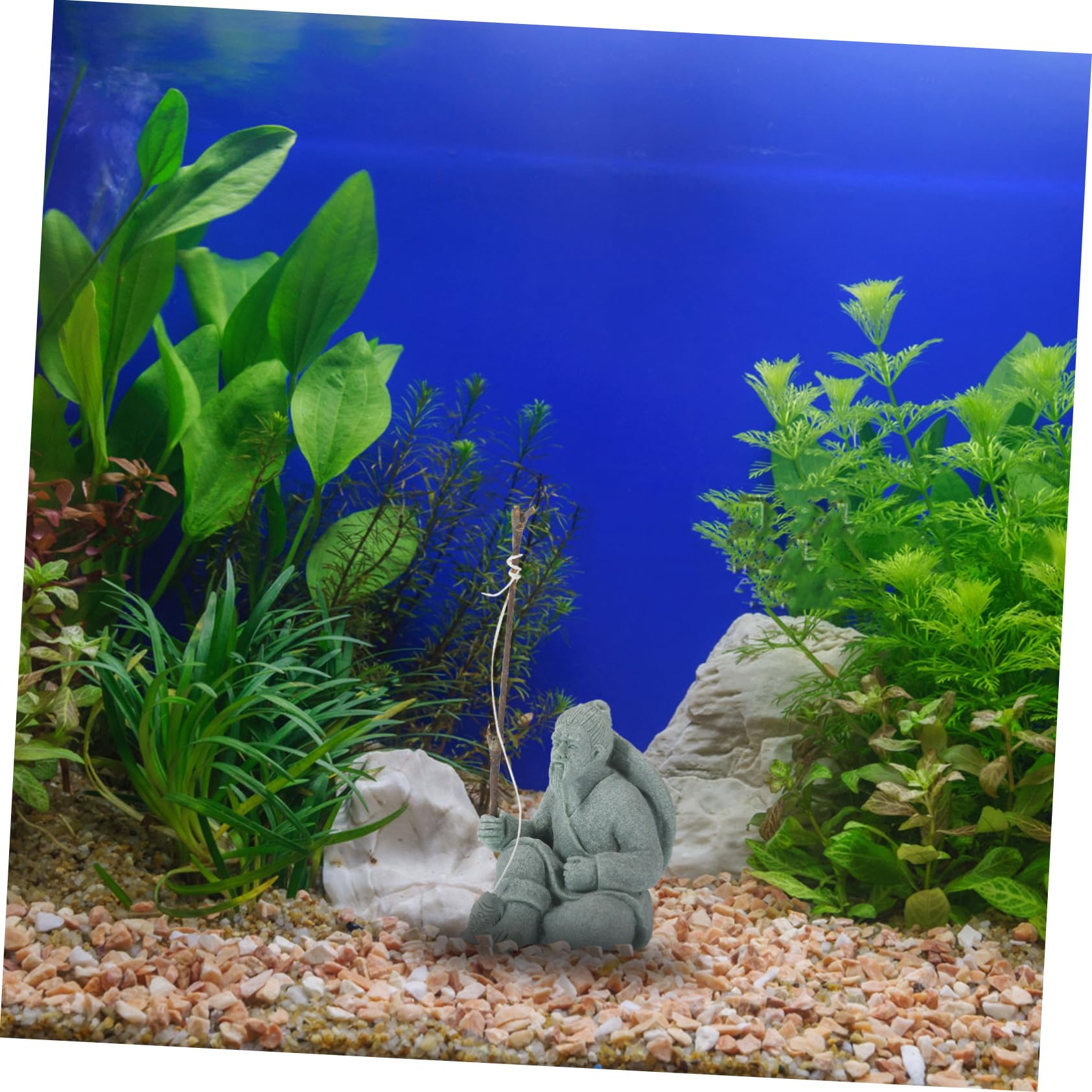 ULTECHNOVO 5 Pièces Mini Statue De Pêcheur Petit Décoratif Décoration D'aquarium Décorations Décor D'aquarium Sculpture Décor De Micro Paysage Figurine D'aquarium Grès Vert