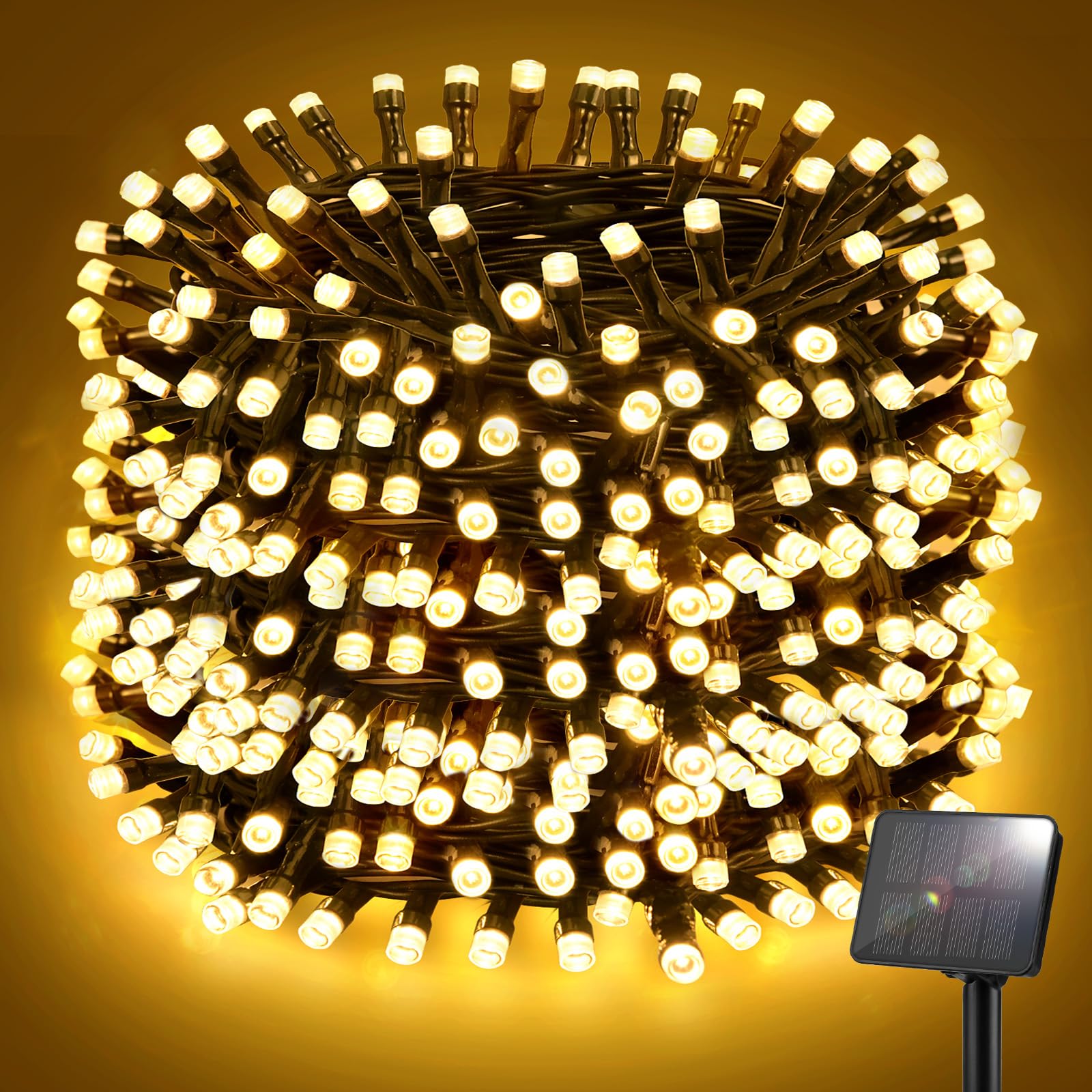 FFZZKJ Solar Lichterkette Aussen 12M 120LED Solar Lichterkette Outdoor Wetterfest 8 Modi IP65 Wasserdicht für Garten Terrasse Baum Hof Party, Warmweiß