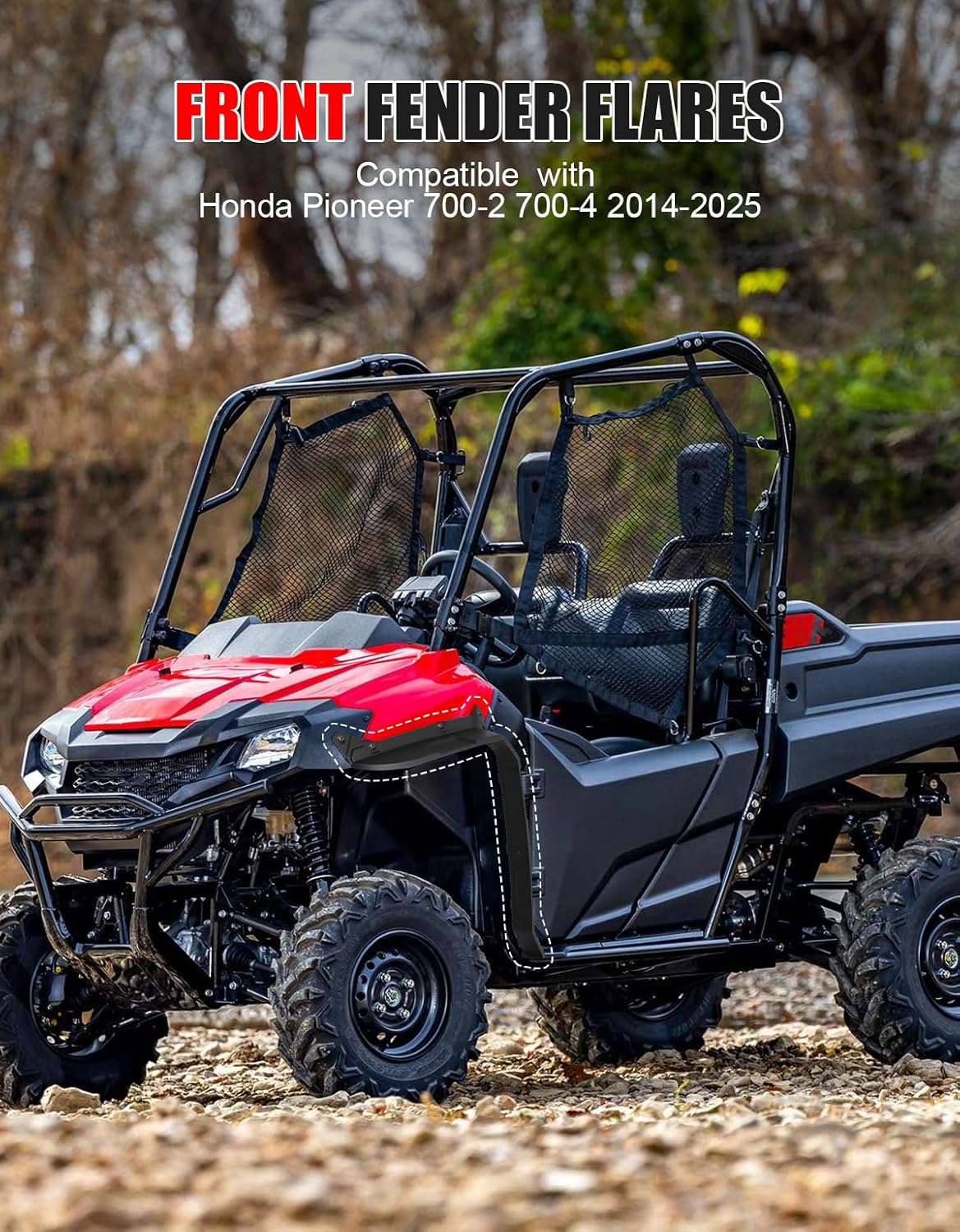 Front Fender Flares for Honda Pioneer 700-2 700-4 14-21, Combined Front Mud Guard Extension Mud Flaps for Honda Pioneer 700 2P 4P 2014-2021 Accessories, 1Pair Replace# 08P70-HL3-600