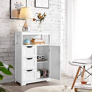 Yaheetech Wooden Bathroom Floor Cabinet With 4 Drawers
