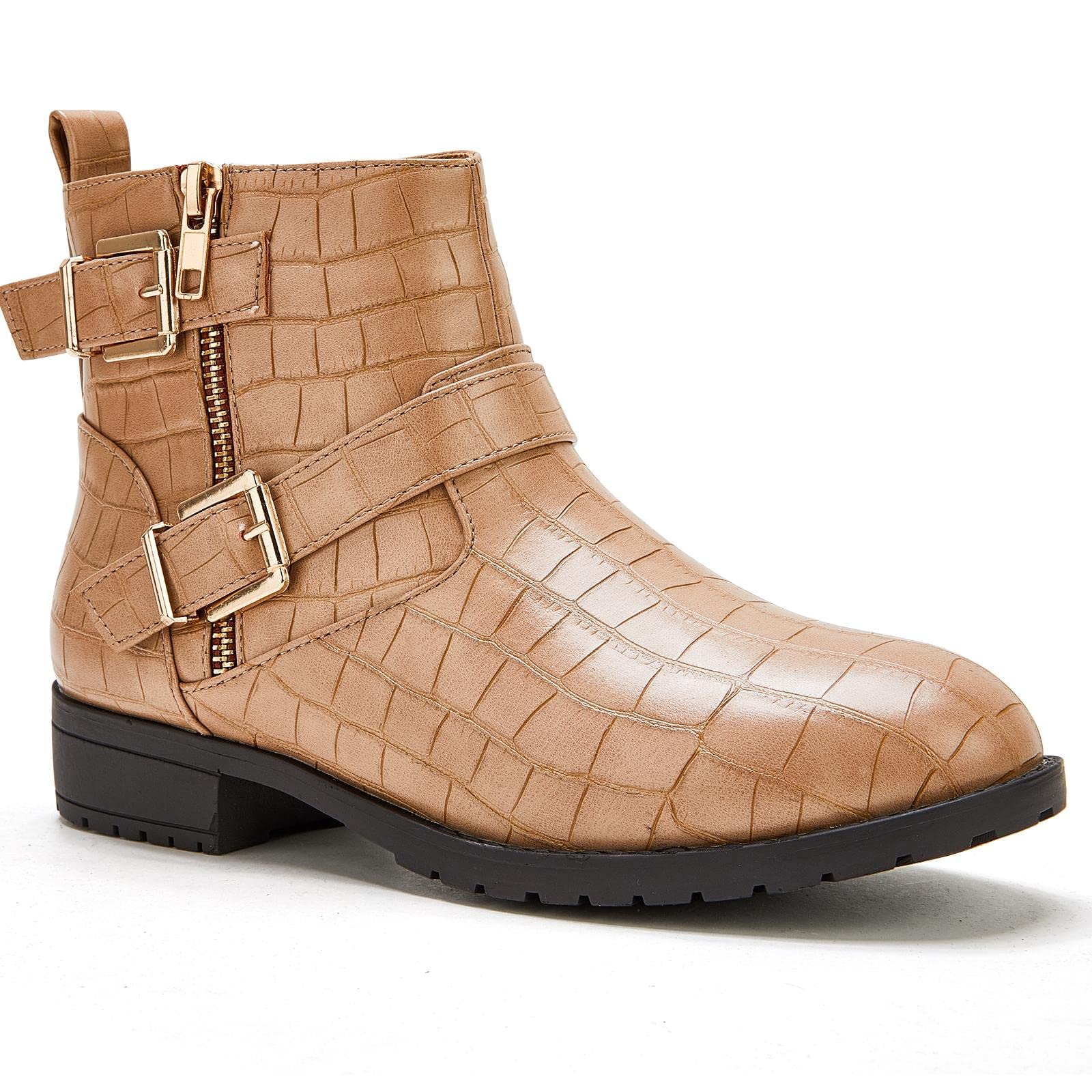 Photo 1 of TINSTREE Women's Platform Chelsea Booties Fashion Chunky Block Heel Non-Slip Ankle Boots Double Elastic Gore 4-5 Narrow 702-khaki