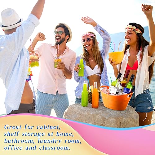 Miniatura 5 de Dandat 24 cubos de hielo de colores, cuchara de hielo de plástico a granel, 4.5 l, ovalada, con asas, gran capacidad, contenedores de almacenamiento