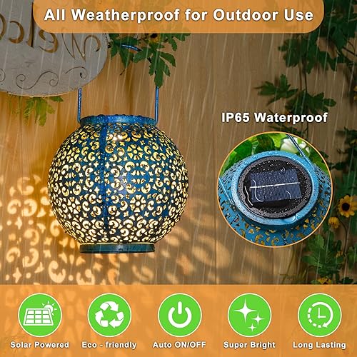 Miniatura 4 de 1 linterna de jardín azul turquesa, paquete de 6 luces de jardín de cobre