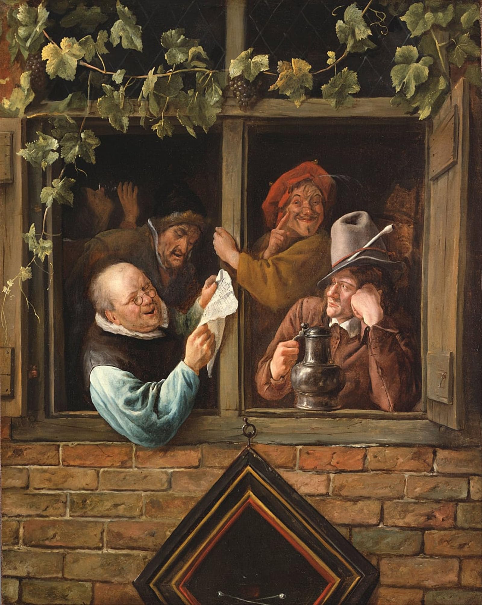 Artxlxxbn No Frame Famous Art Print Poster Vintage Wall Art Rhetoricians At A Window By Jan Havickszoon Steen Canvas Art Poster For Home Decor 60X90cm