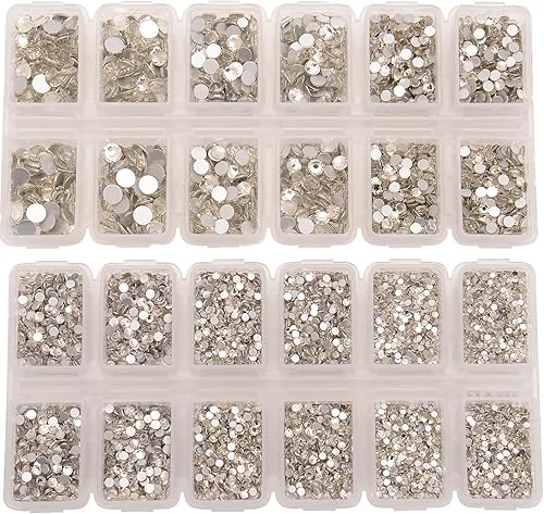 Miniatura 2 de 10000 diamantes de imitación redondos de cristal de 6 tamaños, con parte trasera plana, 1 pinzas y 1 bolígrafo de recolección para arte de uñas,