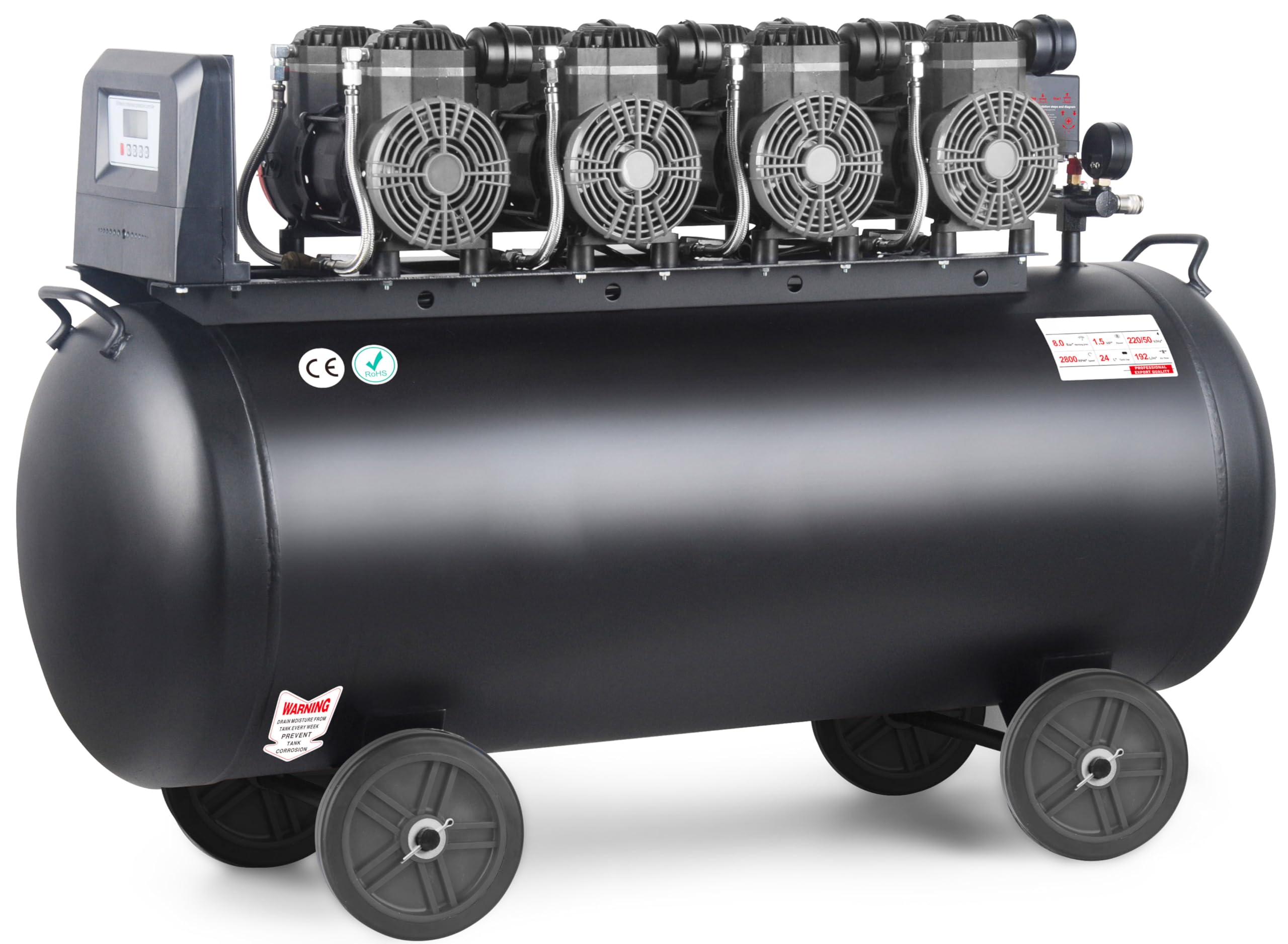 Compresor de aire profesional con certificado CE SILENCIOSO, 200 litros 6 cv 8 Bares