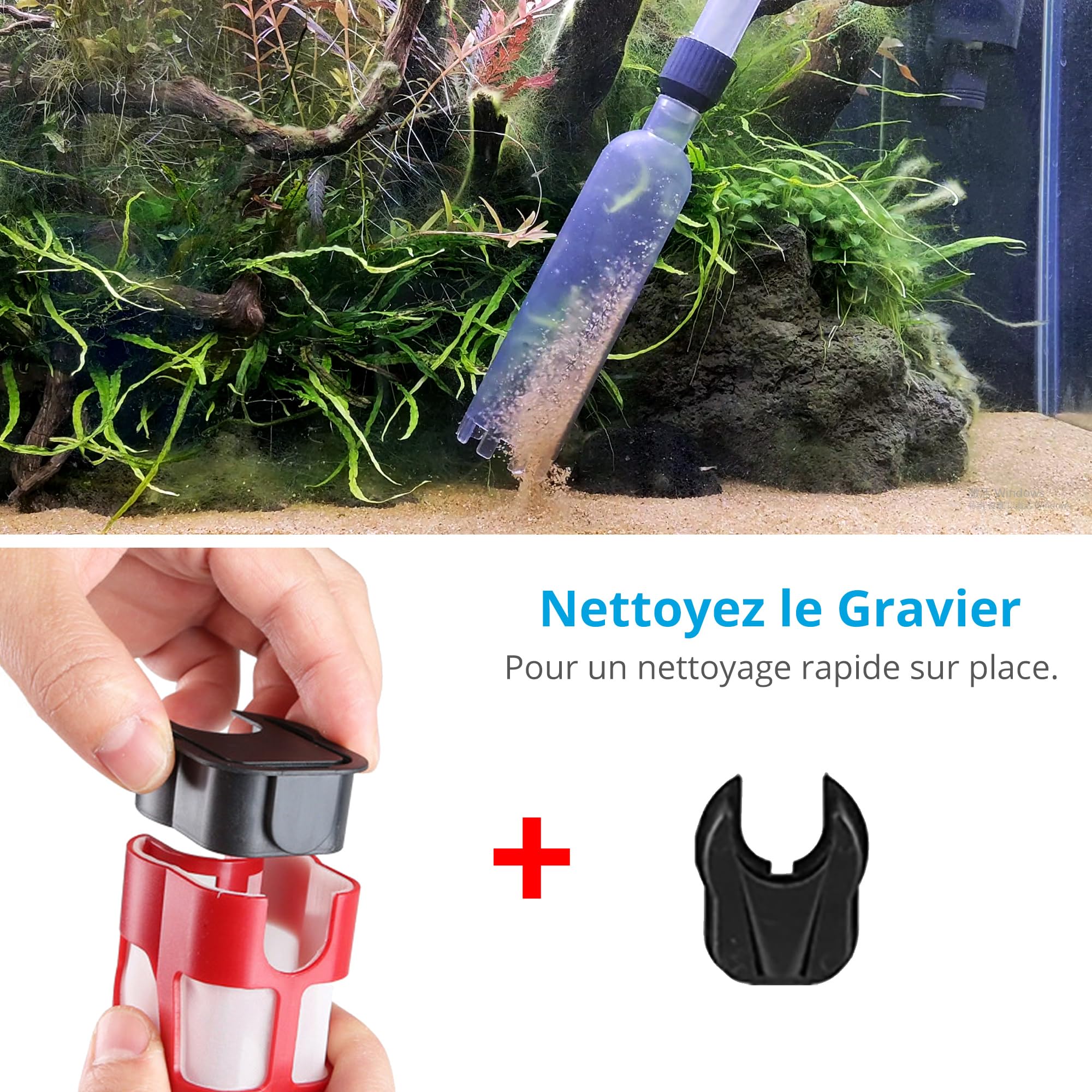 NICREW Aspirateur Automatique pour Aquarium, Nettoyeur de Gravier Électrique Convient pour Aquarium Moyen et Grand