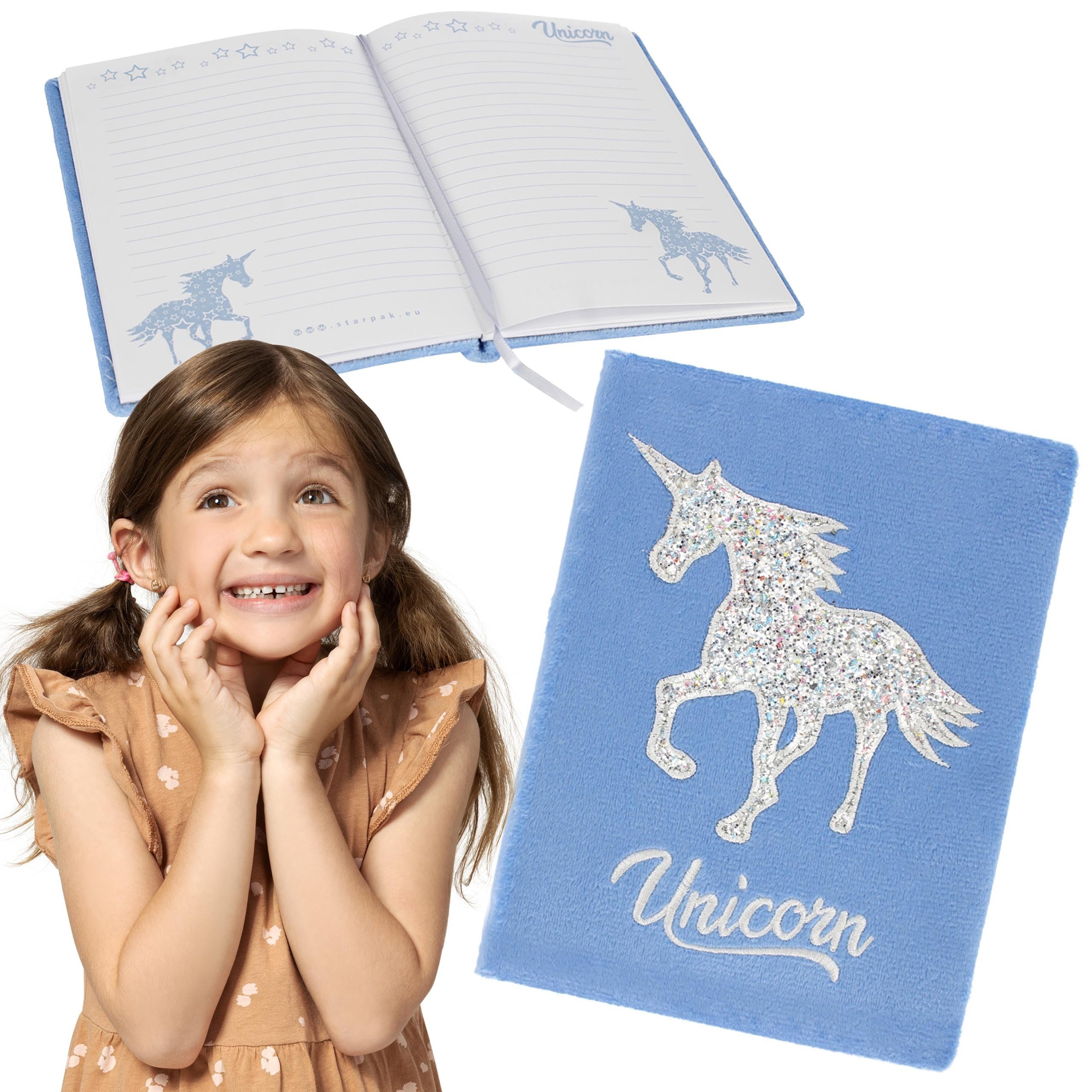 sarcia.eu Plush Diary/Notebook Blue Unicorn Lined A5 - Image 2