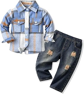 Sponsored You’re seeing this ad based on the product’s relevance to your search query.Learn more about this advertisement Volunboy Clothing Sets for Baby Boys, Long Sleeve Flannel Shirt Checked + Blue Jeans, 2 Pieces Clothing Outfit