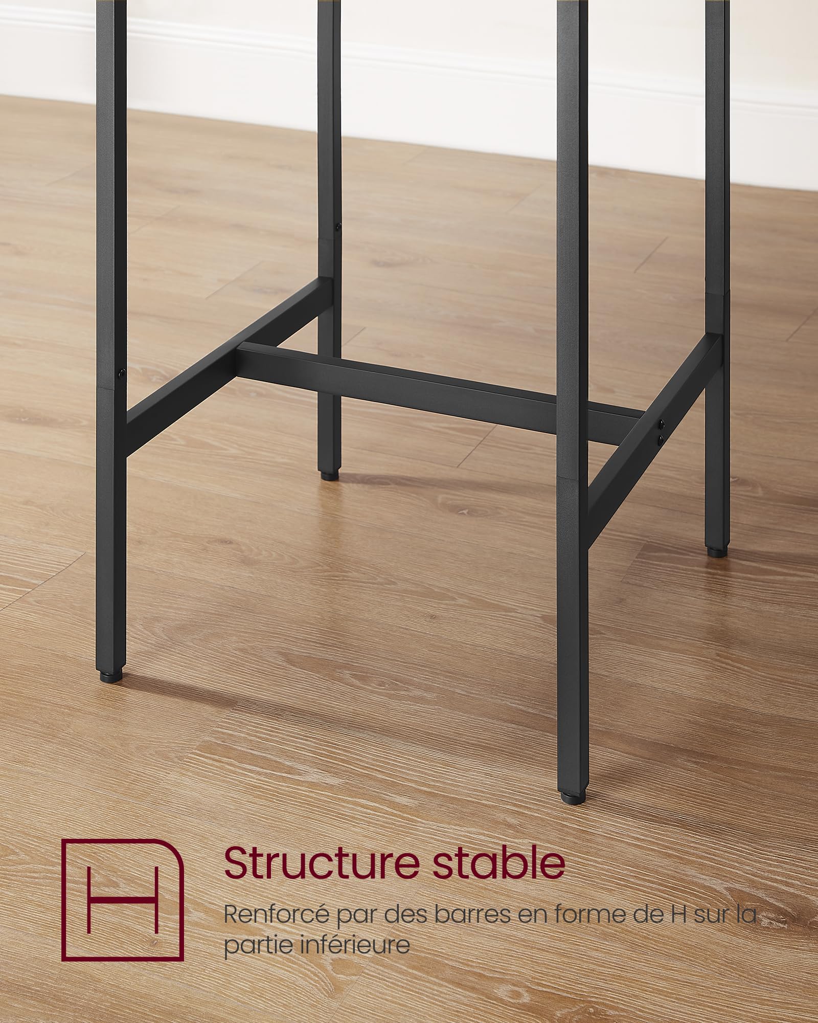 VASAGLE Ensemble Table de Bar avec Tabourets, Table à Manger avec 2 Chaises, Petite Table de Cuisine, Chaises de Bar, pour Salle à Manger, Cuisine, Grège Chiné et Noir d'encre LBT017B02
