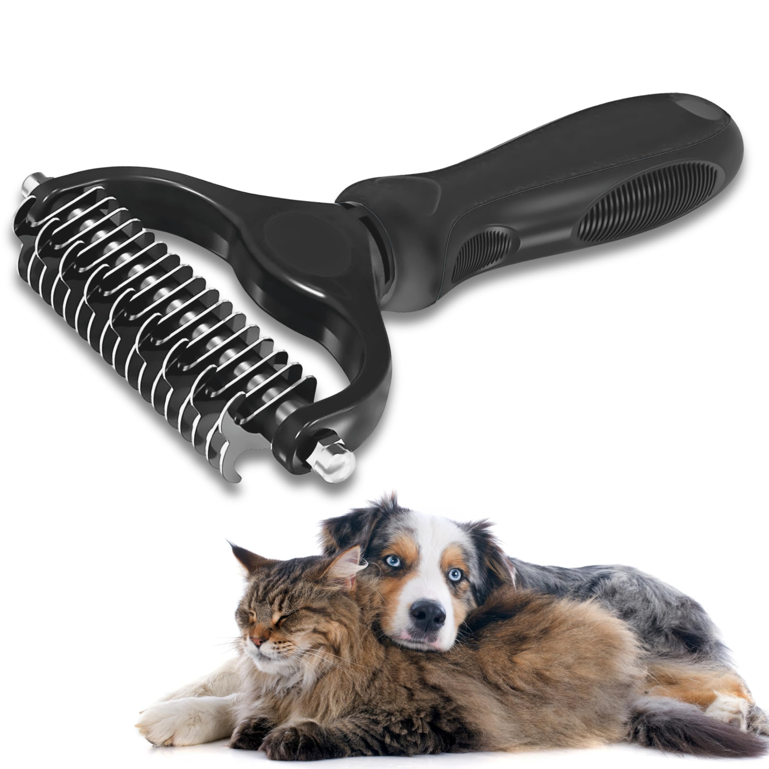 Cepillo Deslanador Profesional para Perros y Gatos – Elimina Subpelo y Pelo Muerto – Ideal para Pelo Largo o Medio – Mango Ergonómico y Antideslizante