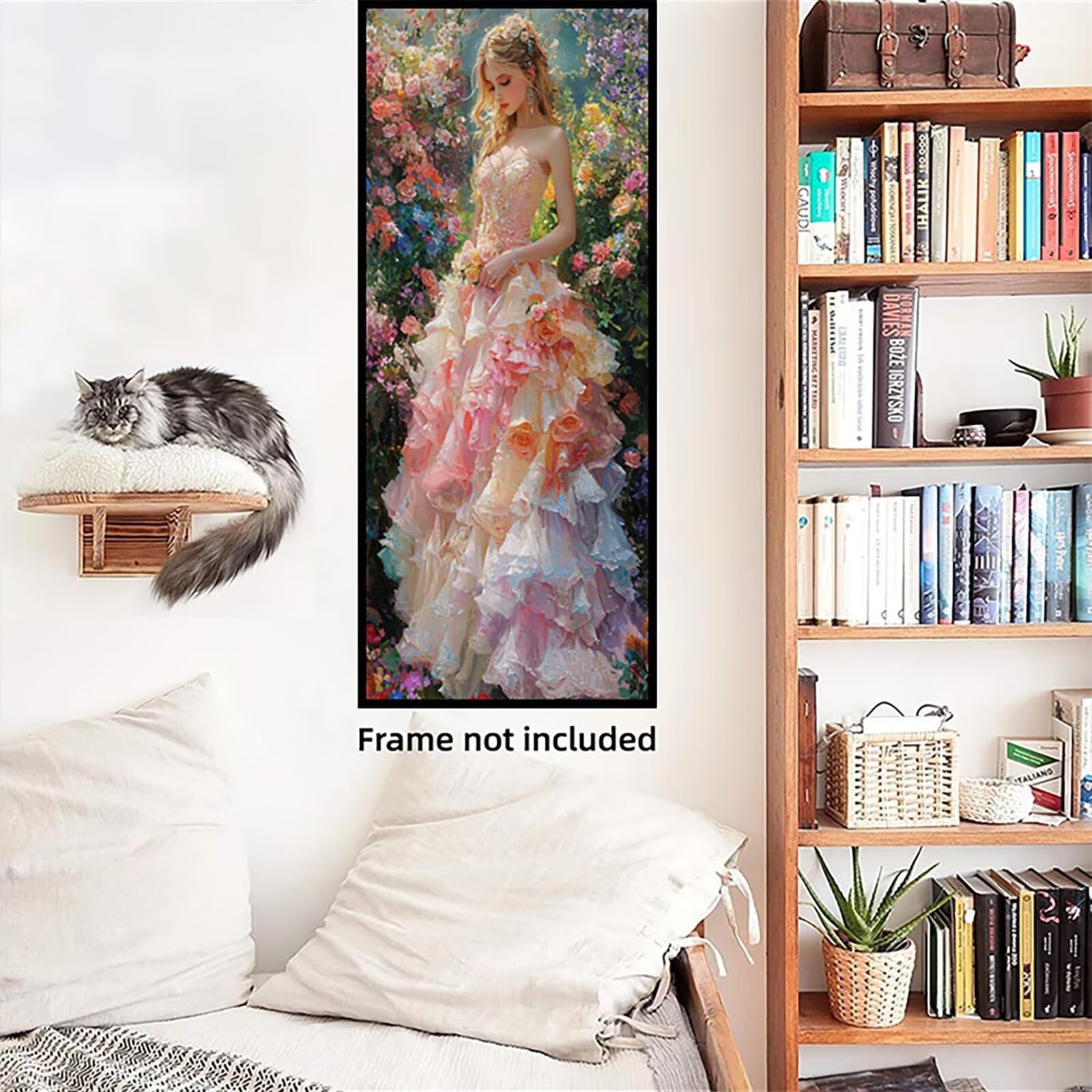 Malen Nach Zahlen 50x150cm Leinwand Farbiges Kleid Malen Nach Zahlen Erwachsene mit Ohne Rahmen, DIY Kreativ Set für Erwachsene mit Pinseln und Acrylfarbe, Zimmer Deko Frau Landschaft Geschenk, P0M758