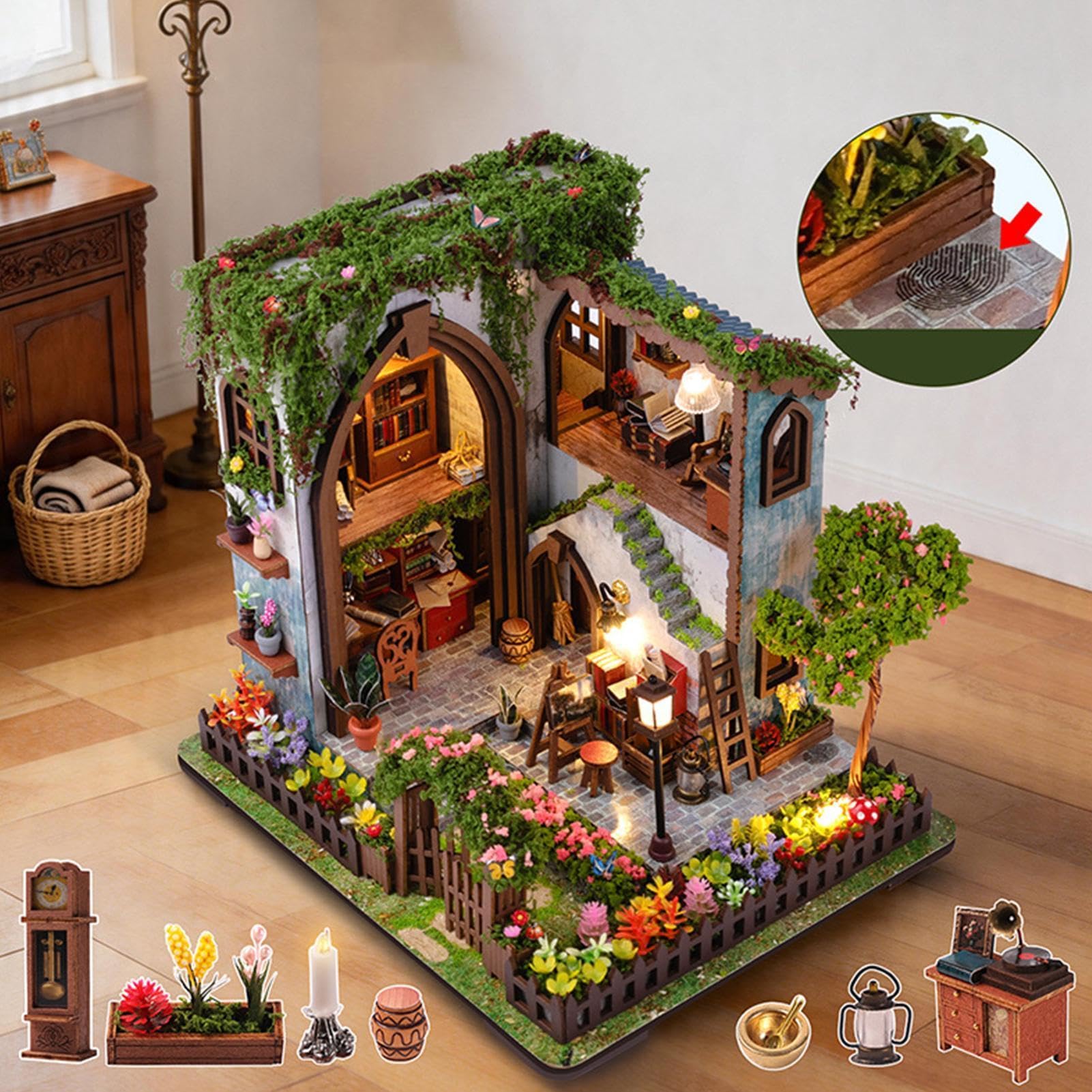 Kit Casa in Miniatura per Adulti Luce Calda Realistica Creativa in Legno
