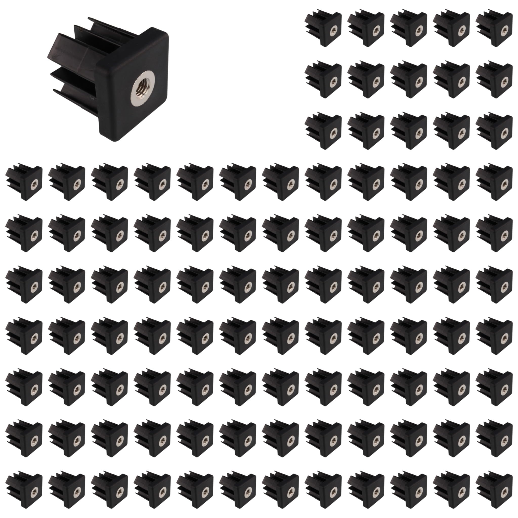 100 tapones roscados M12, 50 x 50 x 2,0, plástico PA reforzado con
