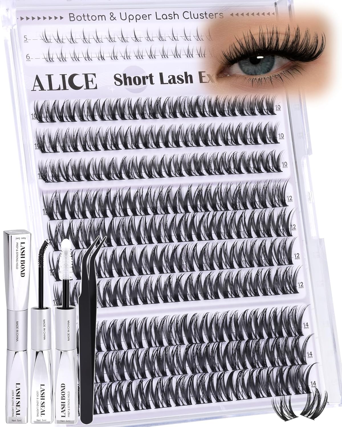 Flaunt Lash Clusters Kit Natural Wispy Lash Extension Kit Short 10mm-12mm-14mm Cluster Eyelash Extension Kit Individual Lashes Kit