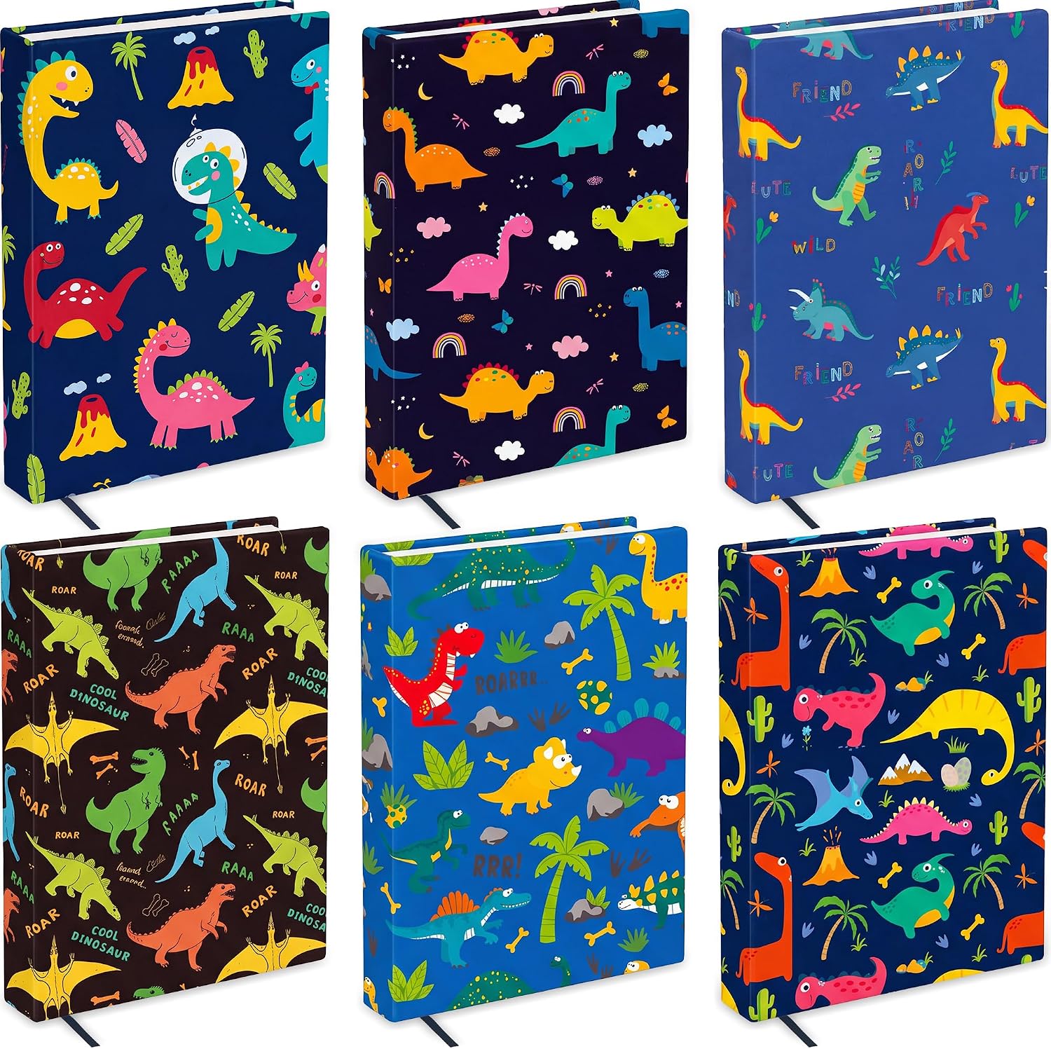 Crtiin 6 Pcs Stretchable Book Covers, Jumbo Textbook Cover, Dinosaur Styles