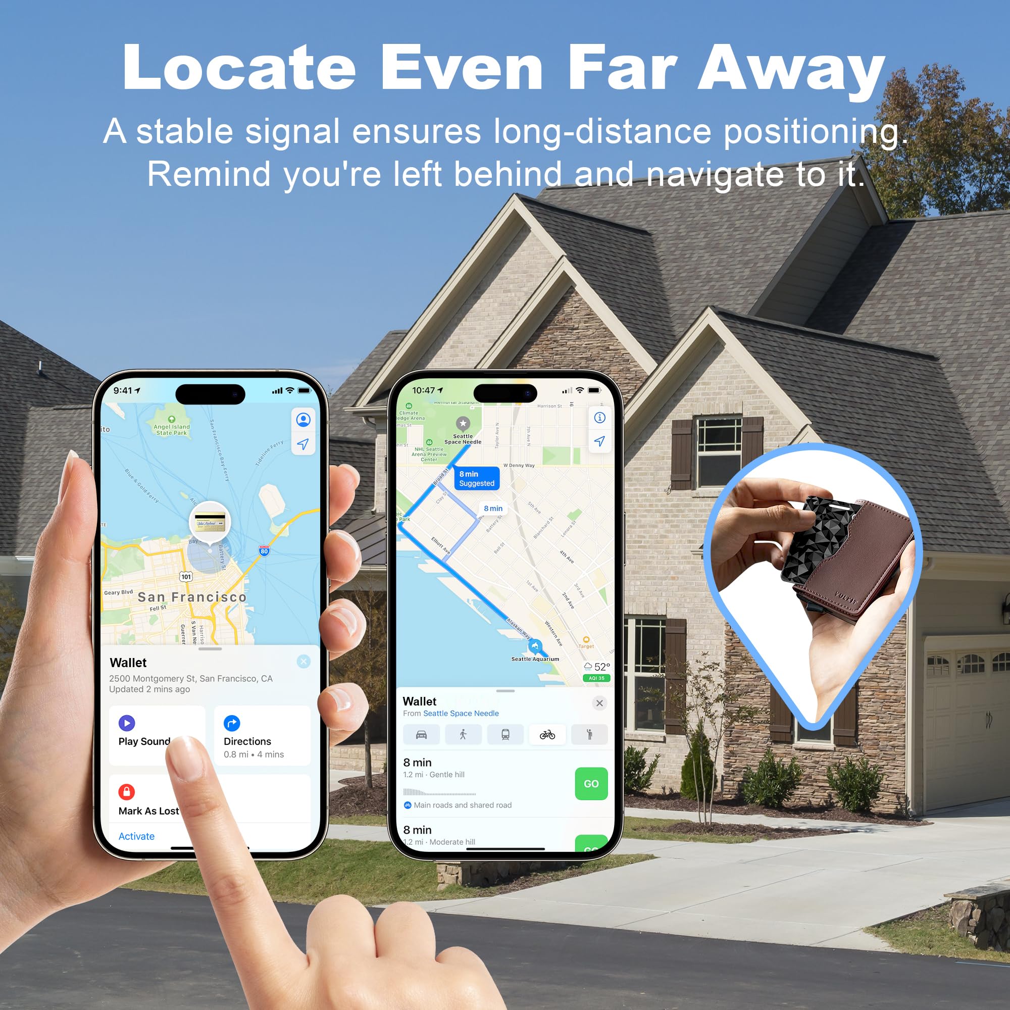 Tarjeta de seguimiento de cartera para Apple Find My (solo iOS), rastreador Bluetooth ultrafino, buscador de billetera, IP68, impermeable, localizador de artículos delgado para carteras, llaves