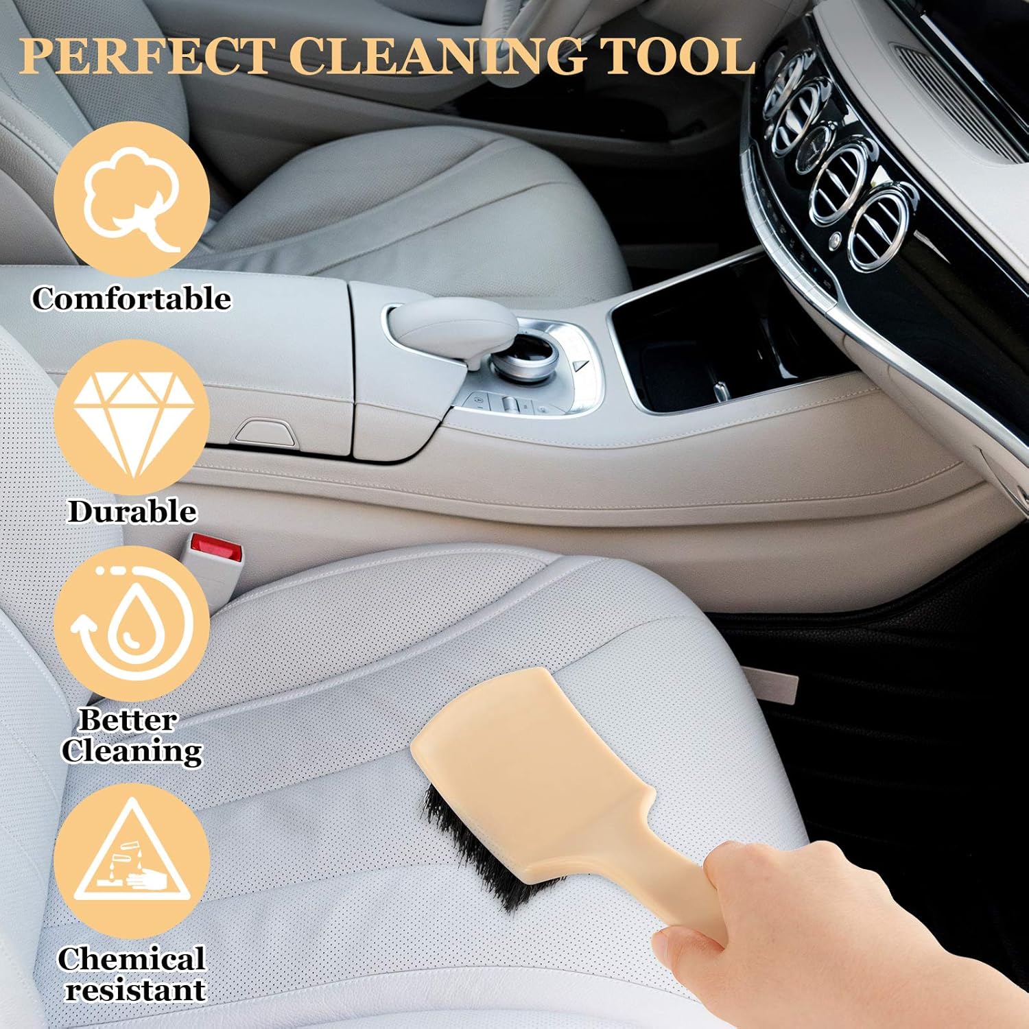 Frienda 2 Pieces Car Carpet Upholstery Cleaner Brush Car Wheel and Tires Brush Car Detailing Brushes Car Wash Accessories Scrub Brush for Car Interior, Home, Couch, Stain Remover : Automotive