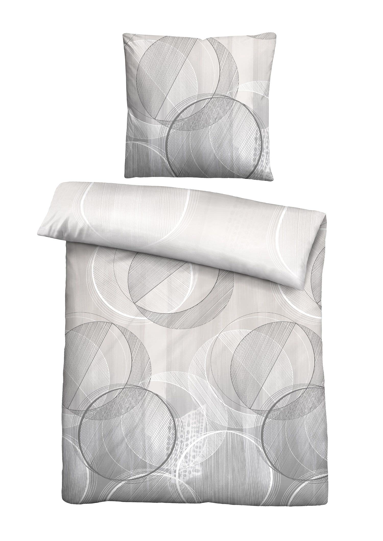 biberna 0634272 Maco Satin Bed Linen Grey 1x 155 x 220 cm + 1x 80 x 80 cm