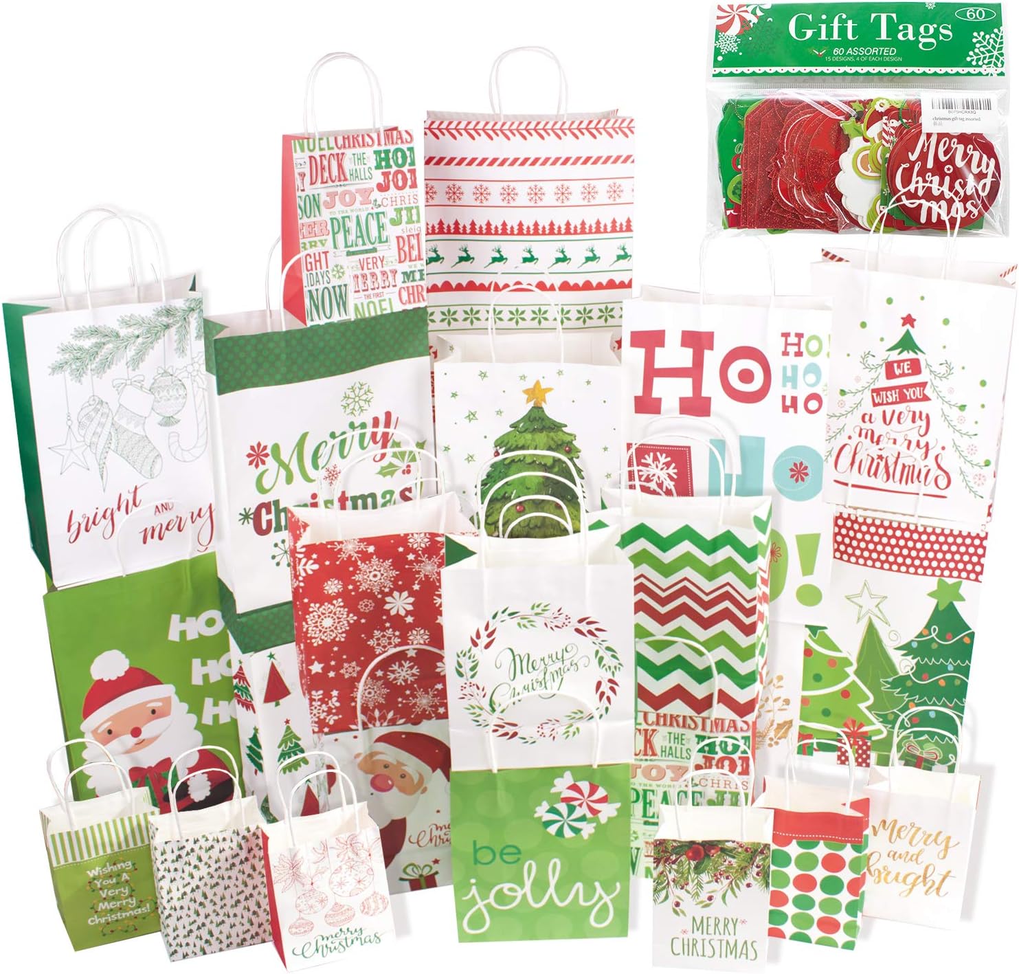 Featured Product 24 White Kraft Christmas Gift Bags Assorted Sizes with 60-Count Christmas Gift Tags(Bulk Set,6 XL,6 Large,6 Medium,6 Small) Free Shipping Over $50 24 White Kraft Christmas Gift Bags Assorted Sizes with 60-Count Christmas Gift Tags(Bulk Set,6 XL,6 Large,6 Medium,6 Small)