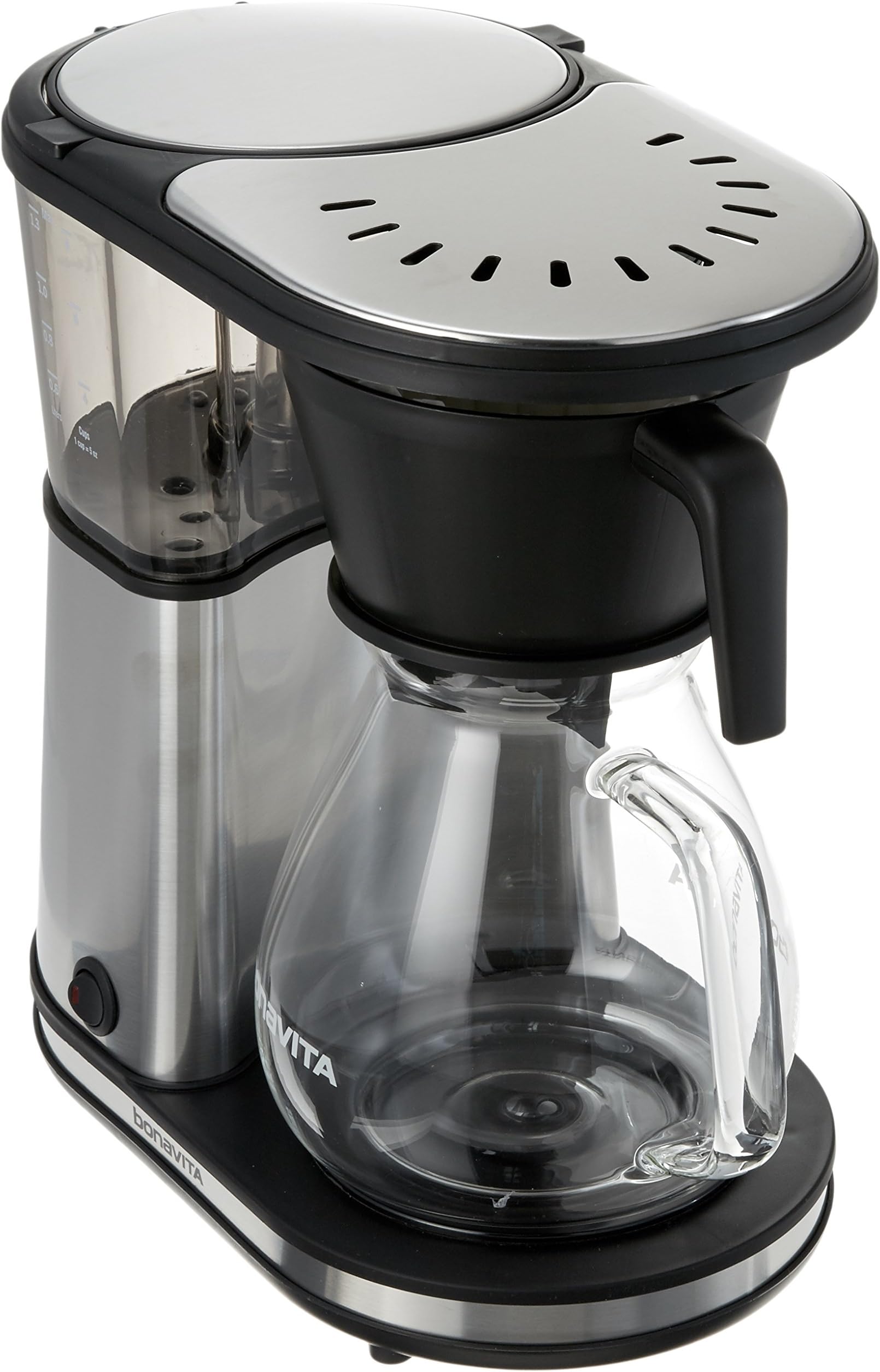 Bonavita 8 Cup Coffee Maker, One-Touch Pour Over Brewing with Glass Carafe and Warming Plate, Stainless Steel (BV1901GW)