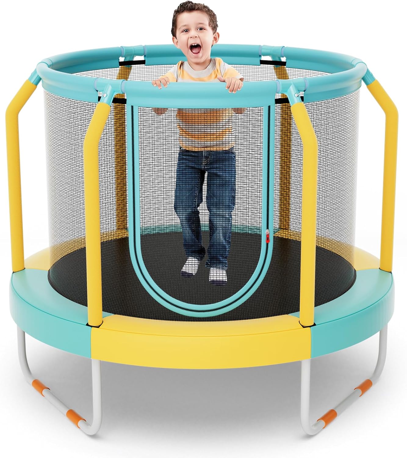 GYMAX Trampoline for Toddlers, 48” ASTM Approved Toddler Trampoline with Enclosure Net, NonSlip