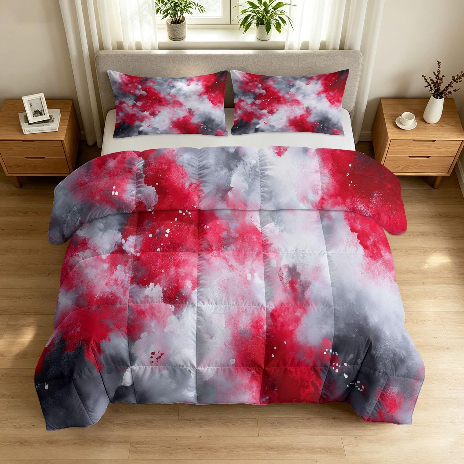 Generisch Kołdra 200 x 220 cm, abstrakcyjna, nowoczesna pościel, zestaw pościeli dla dzieci, dziewcząt, gradientowe pociągnięcia pędzlem, sztuka, kołdra całoroczna na 4 pory roku – miękka i wygodna