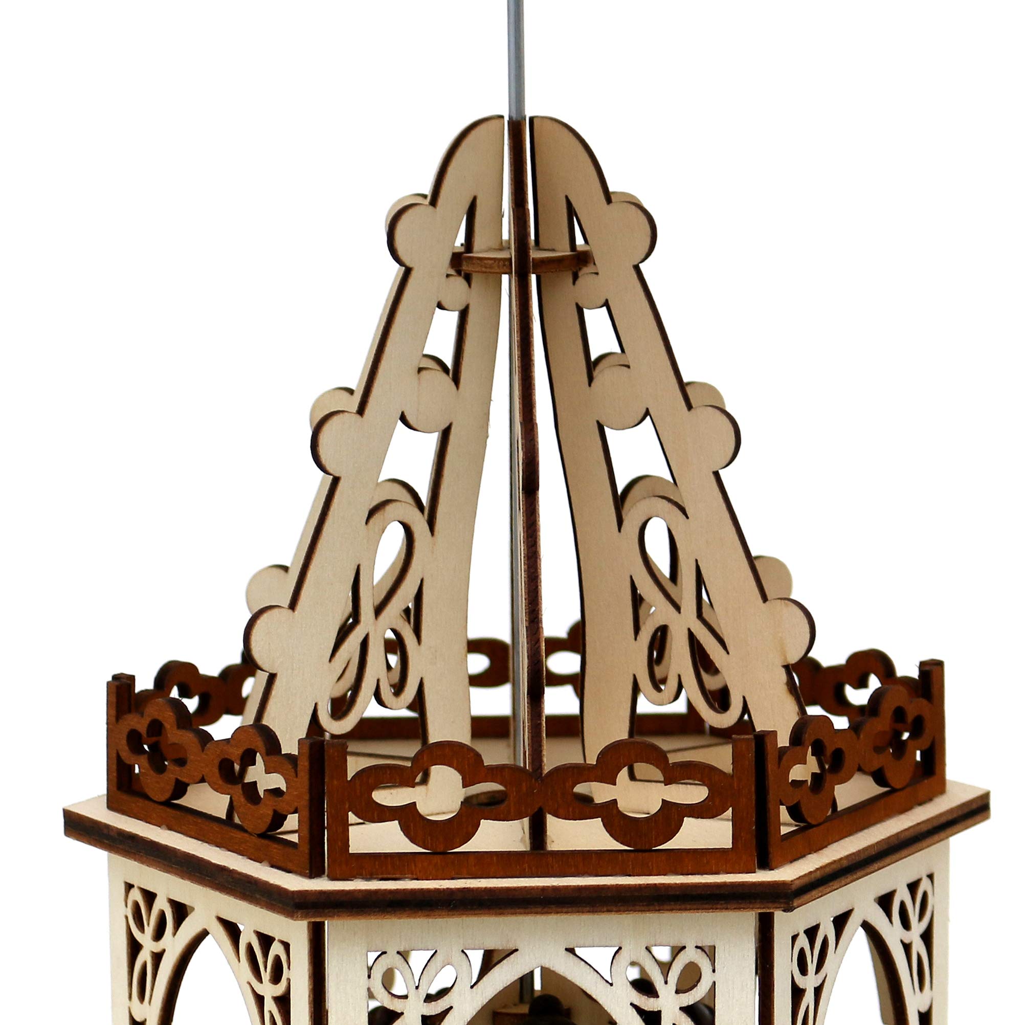 Dekohelden24 Photophore Pyramide en Bois Naturel/Marron avec 3 étages, pour 3 Bougies Chauffe-Plat, L/L/H : 19 x 16,5 x 42 cm, Motif : Enfant Lanterne.