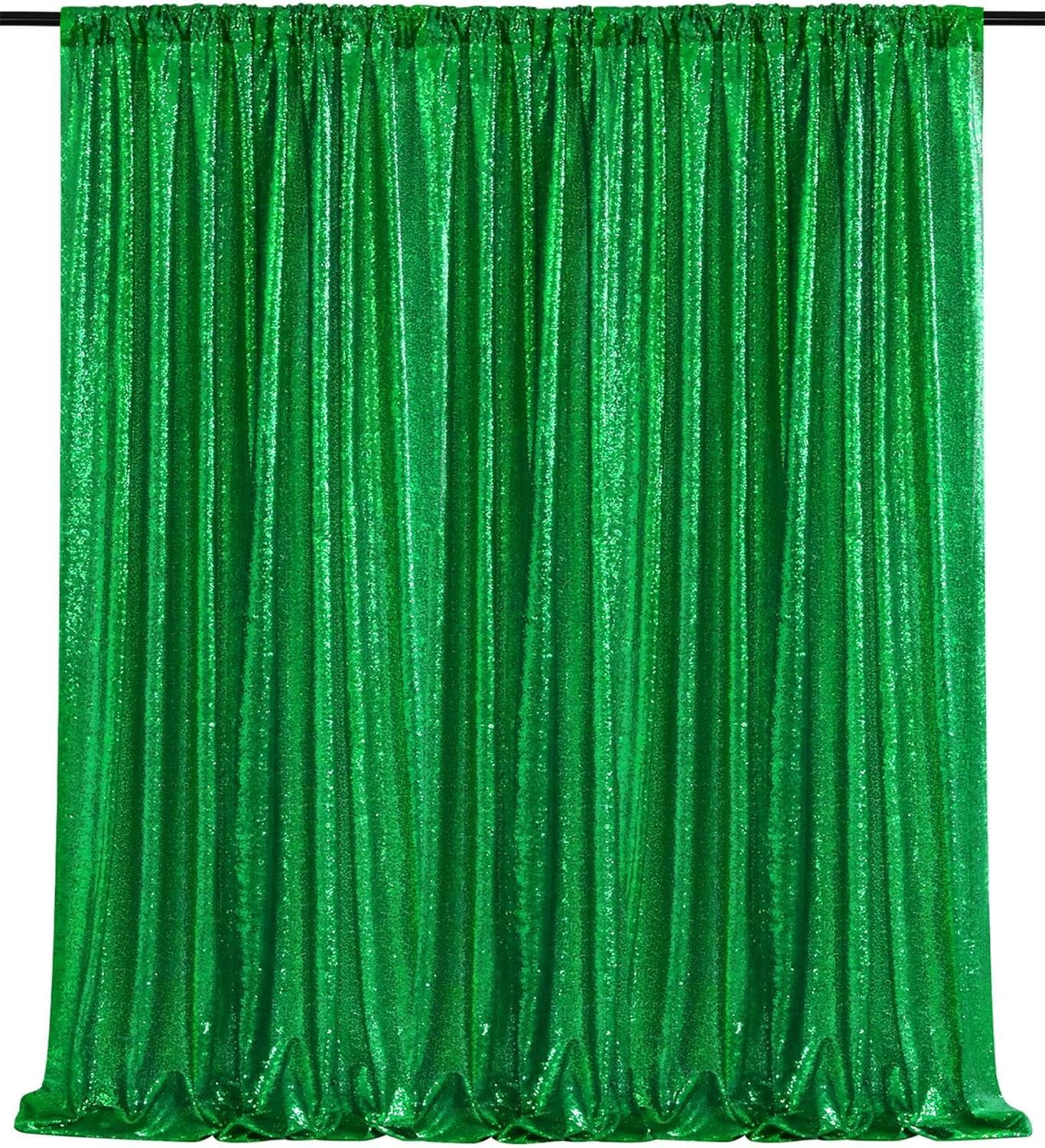 Green Sequin Backdrop Curtain Drapes Wall Backdrop Party Decoration 8FTx8FT