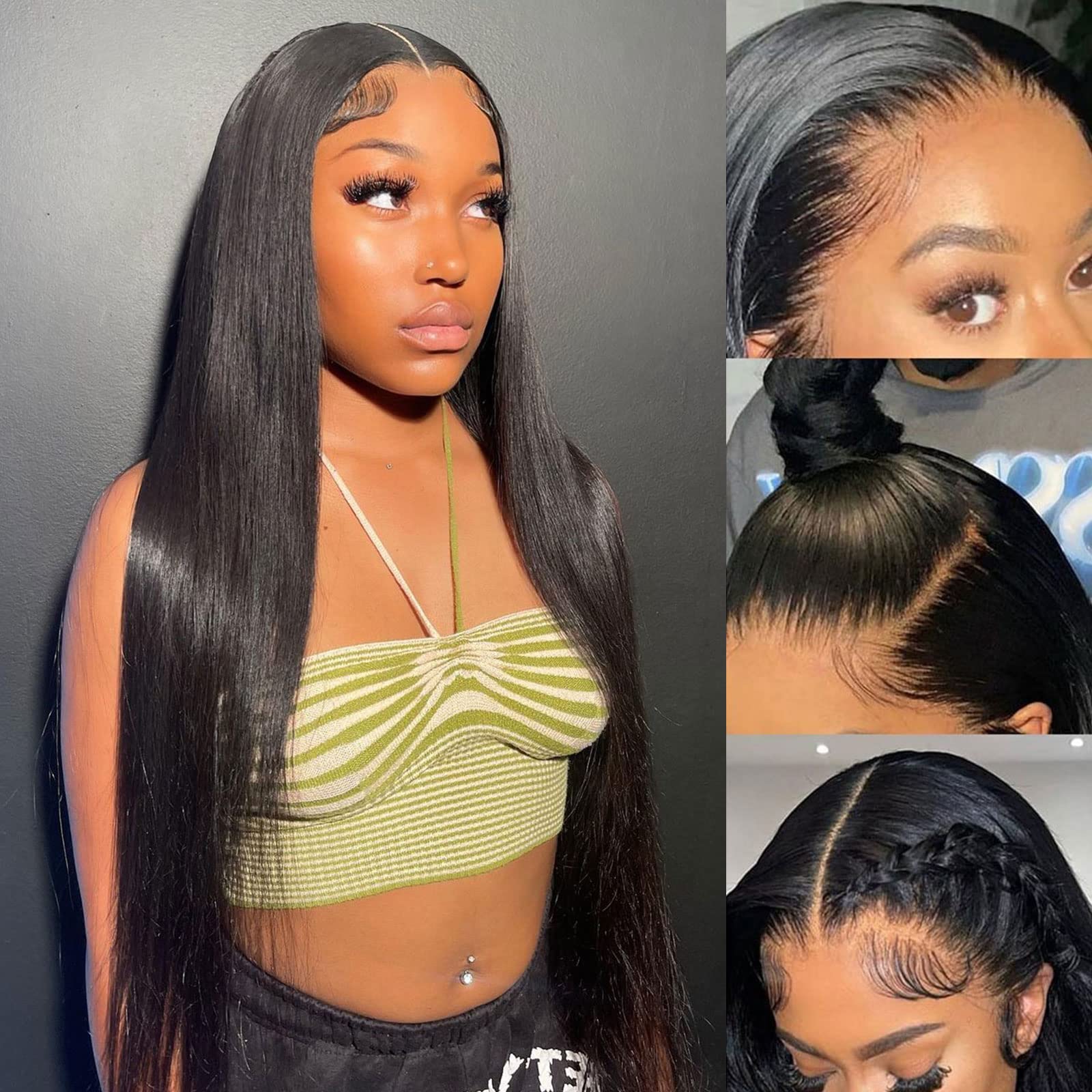 30 Inch Lace Front Wig Human Hair 5x5 HD Lace Closure Wigs Human Hair Wigs For Black Women Straight Lace Front Wigs Human Hair Pre Plucked 180% Density