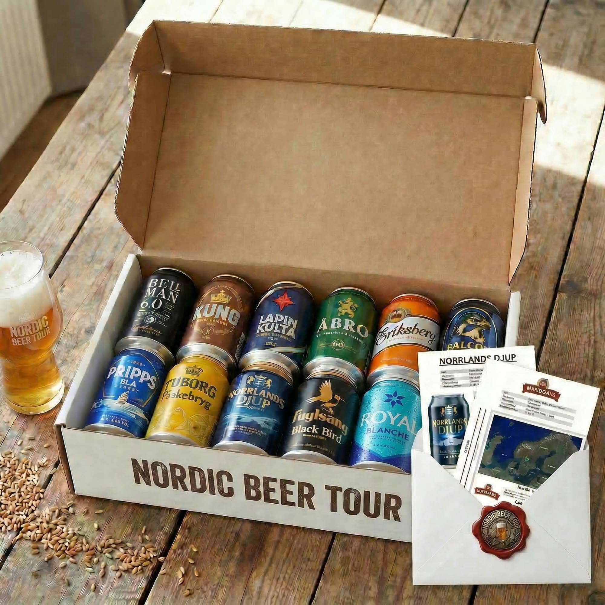 Nohawa Nordic Beer Tour Bier Probierpaket 12 x 0,33 l – Skandinavisches Beer Geschenkset mit 10 festen + 2 saisonalen Sorten – Bier Geschenkbox aus Dänemark, Schweden, Finnland