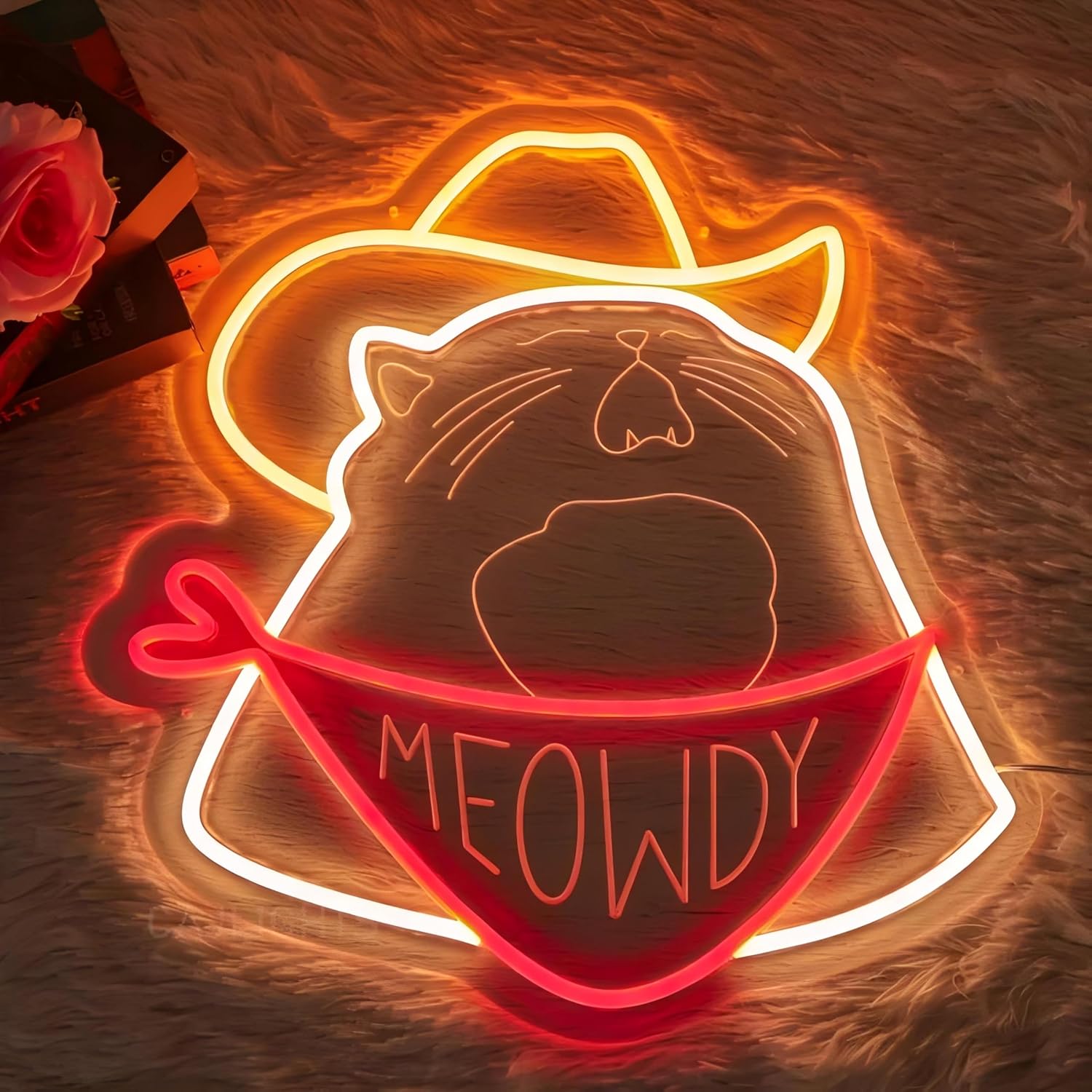Cowboy Cat Neon Sign, Meowdy Cat Neon Sign, Kid Room Decor LED Light, Funny cat light sign, Cute Cat Neon Sign Lights, Cat Lover Birthday Gift