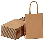 SUNCOLOR 25 Pieces 6 Mini Goodie Bags Brown Small Gift Bags with Handle for Party Favor Bags (Brown)