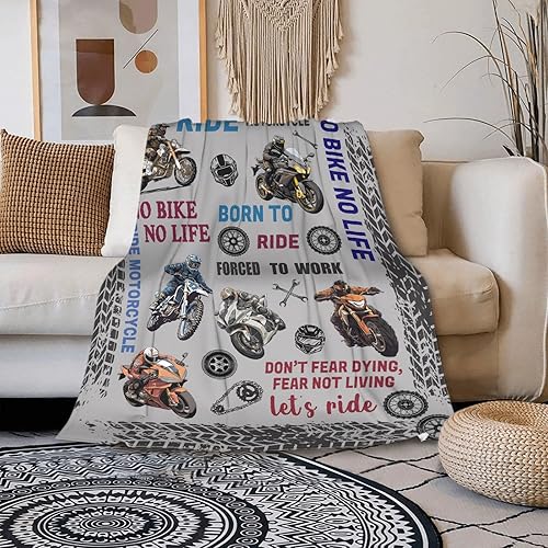 Manta de franela para motocicleta, súper suave, esponjosa, acogedora, con diseño fresco, ligera y cálida, regalo para todas las estaciones, para