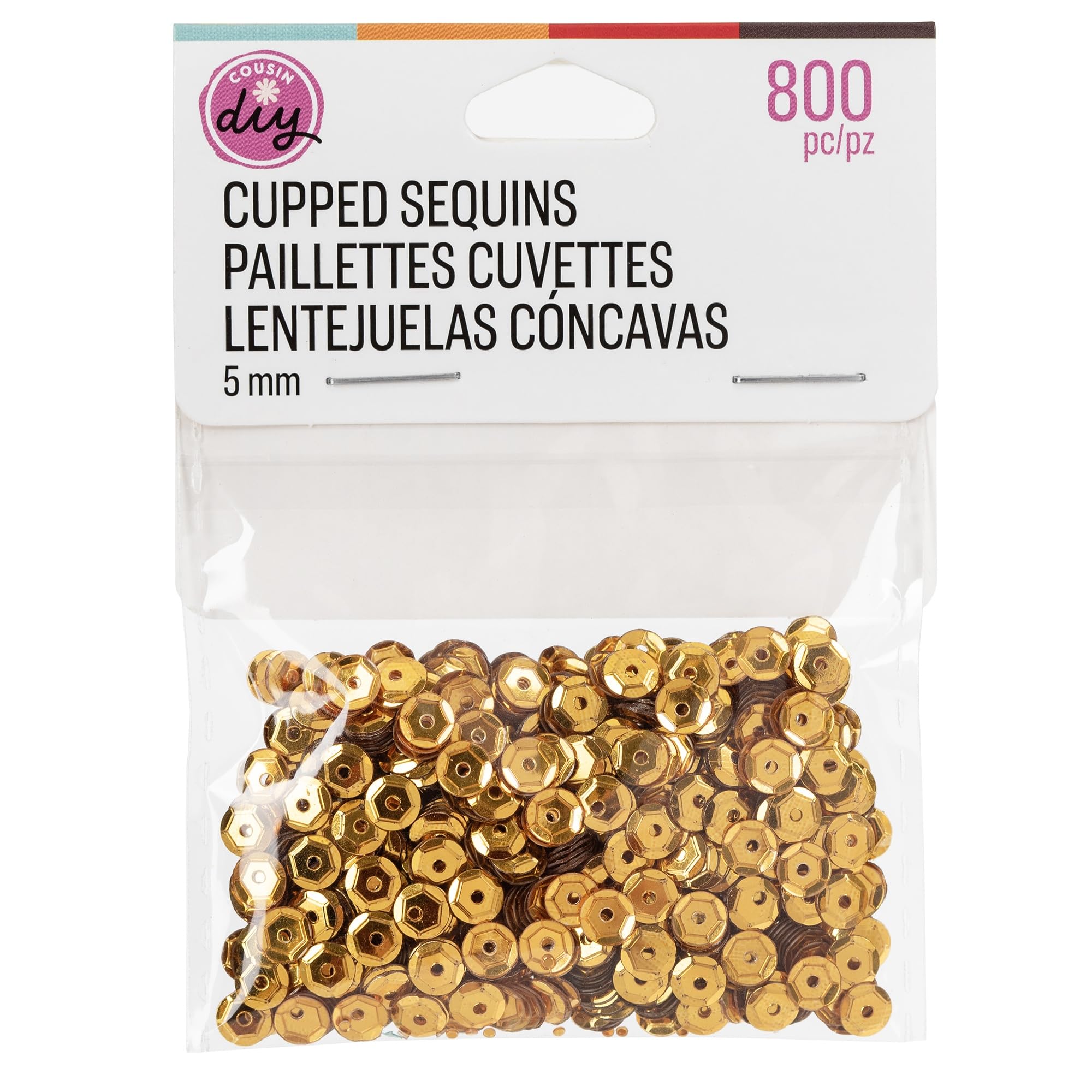 Gold, 5mm Cupped Sequins, 800pc