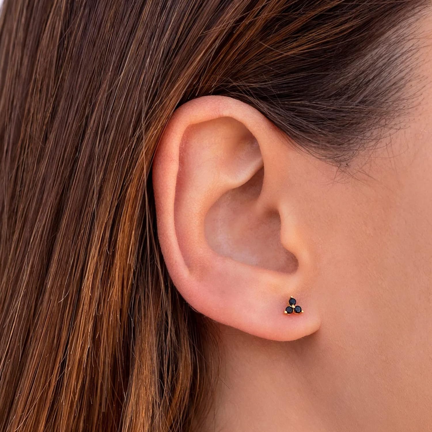 Sterling Silver Stud Earrings for Women- 3 Pairs Hypoallergenic White Gold Plated Small Cubic Zirconia Flower Cartilage Earring Set (3mm/4mm/5mm) - Image 2