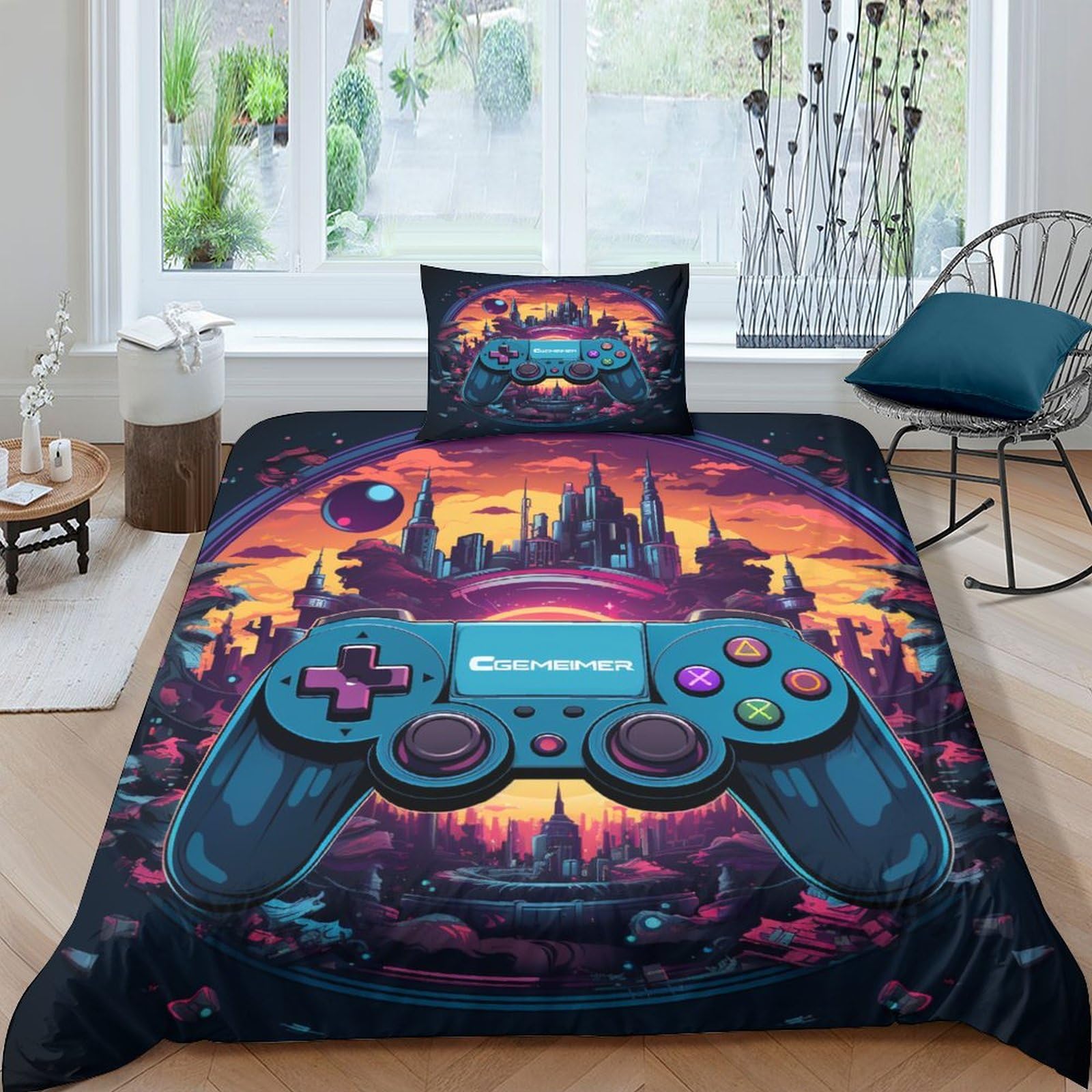 Housse de couette imprimée en 3D lit simple 135x200cm pour éviter la couette qui glisse la nuit