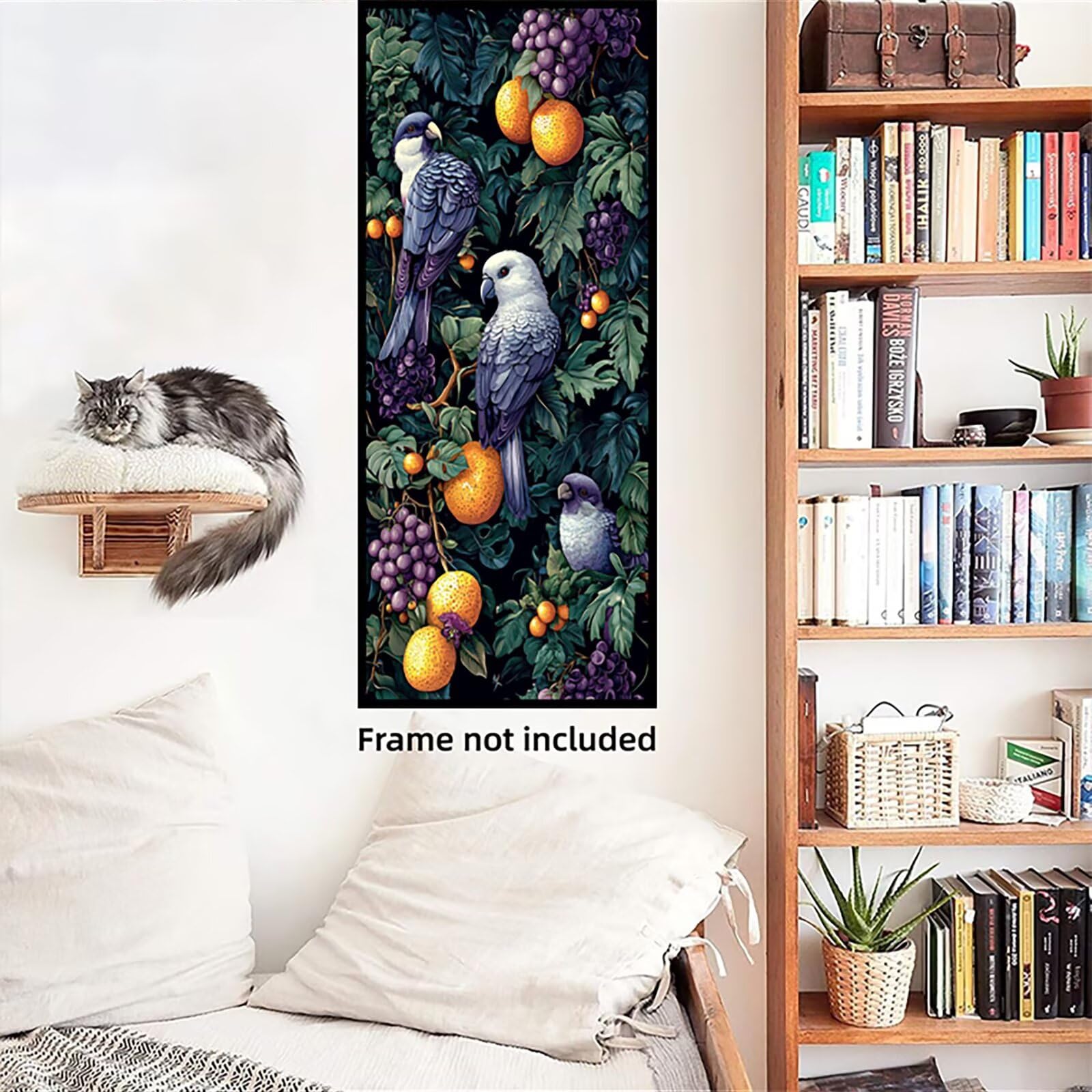 Malen Nach Zahlen 50x150cm Leinwand Vogel Malen Nach Zahlen Erwachsene mit Ohne Rahmen, DIY Kreativ Set für Erwachsene mit Pinseln und Acrylfarbe, Zimmer Deko Wald Landschaft Geschenk, P0M-509
