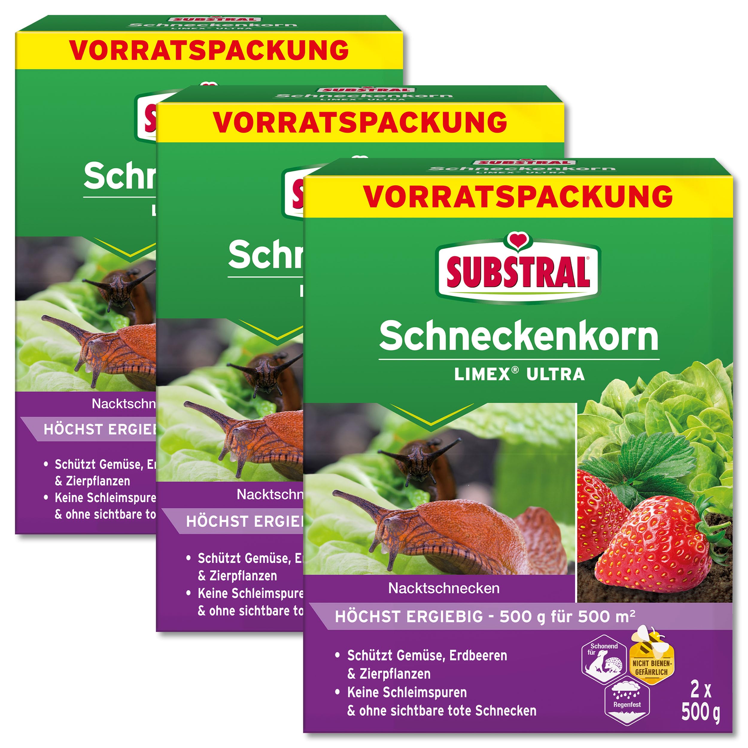Substral Vorratspackung 3 x (2x 500 g) Schneckenkorn Limex Ultra Vorteilspackung