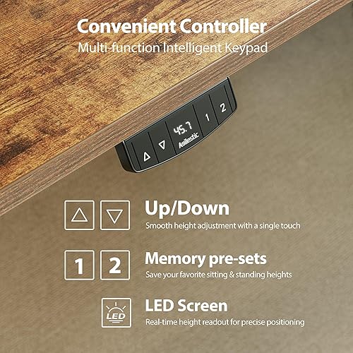 Miniatura 9 de Agilestic Escritorio Eléctrico de Pie en Forma de L, Escritorio Ajustable en Altura de 55 Pulgadas, para Sentarse y Pararse en el Trabajo, Oficina,
