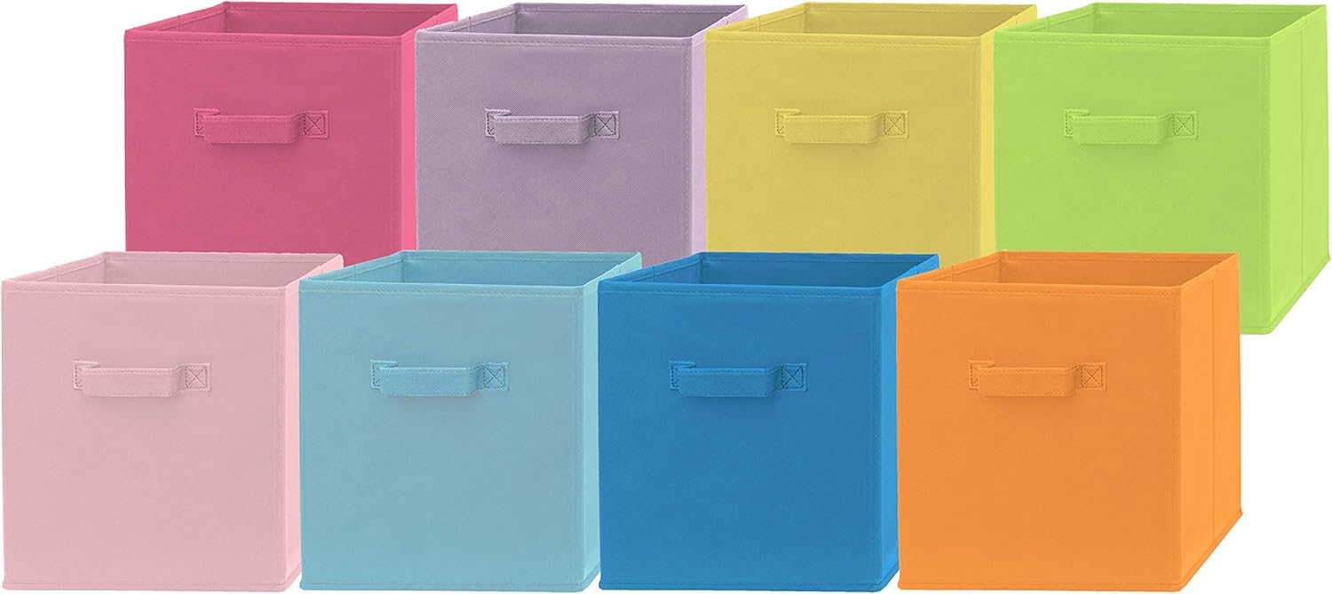 Pomatree Fabric Storage Bins 8 Pack Fun Colored Durable Storage