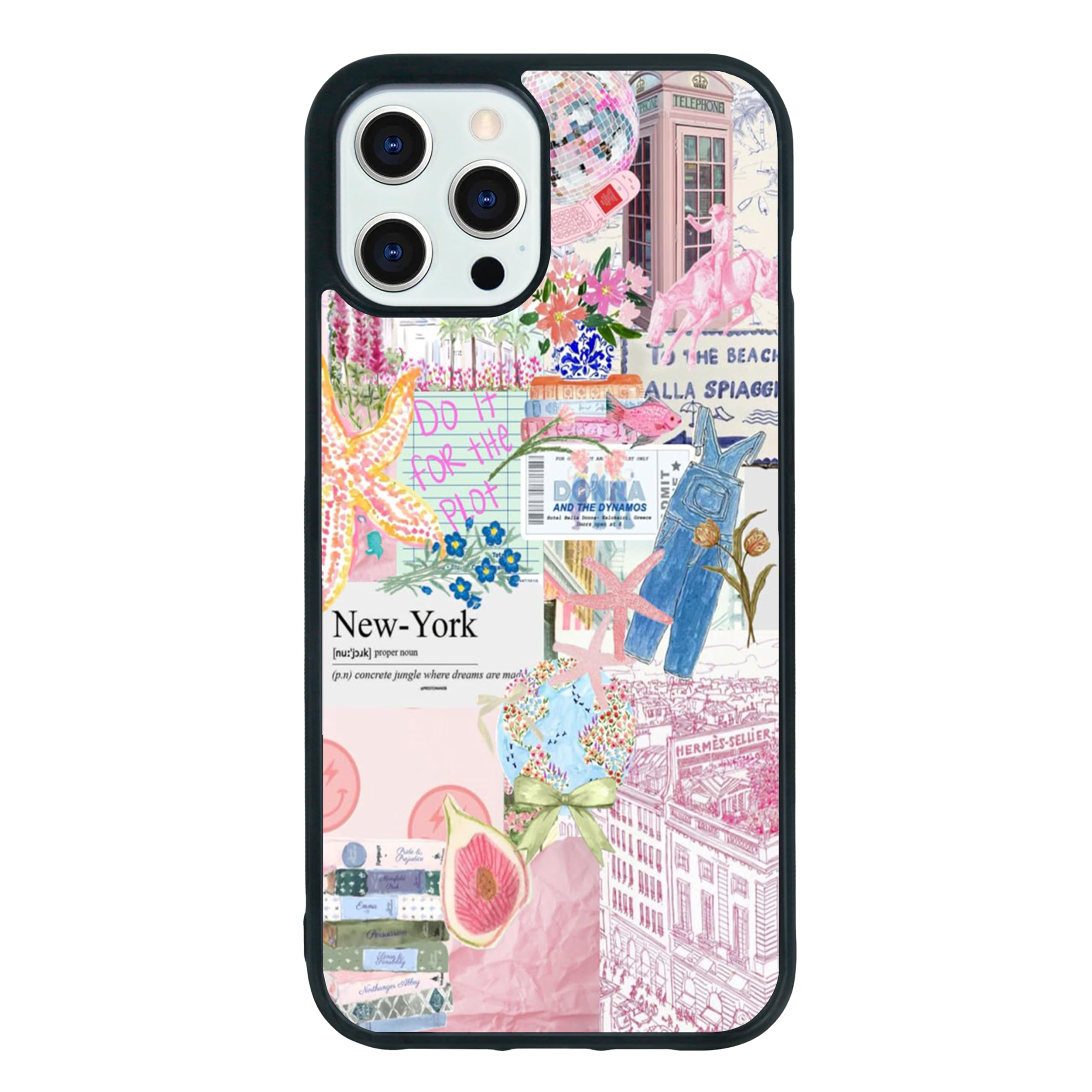 qizjio Preppy Coastal Collage Phone Case Shockproof Protective Ocean Beach Phone Case for iPhone 12 Pro Max