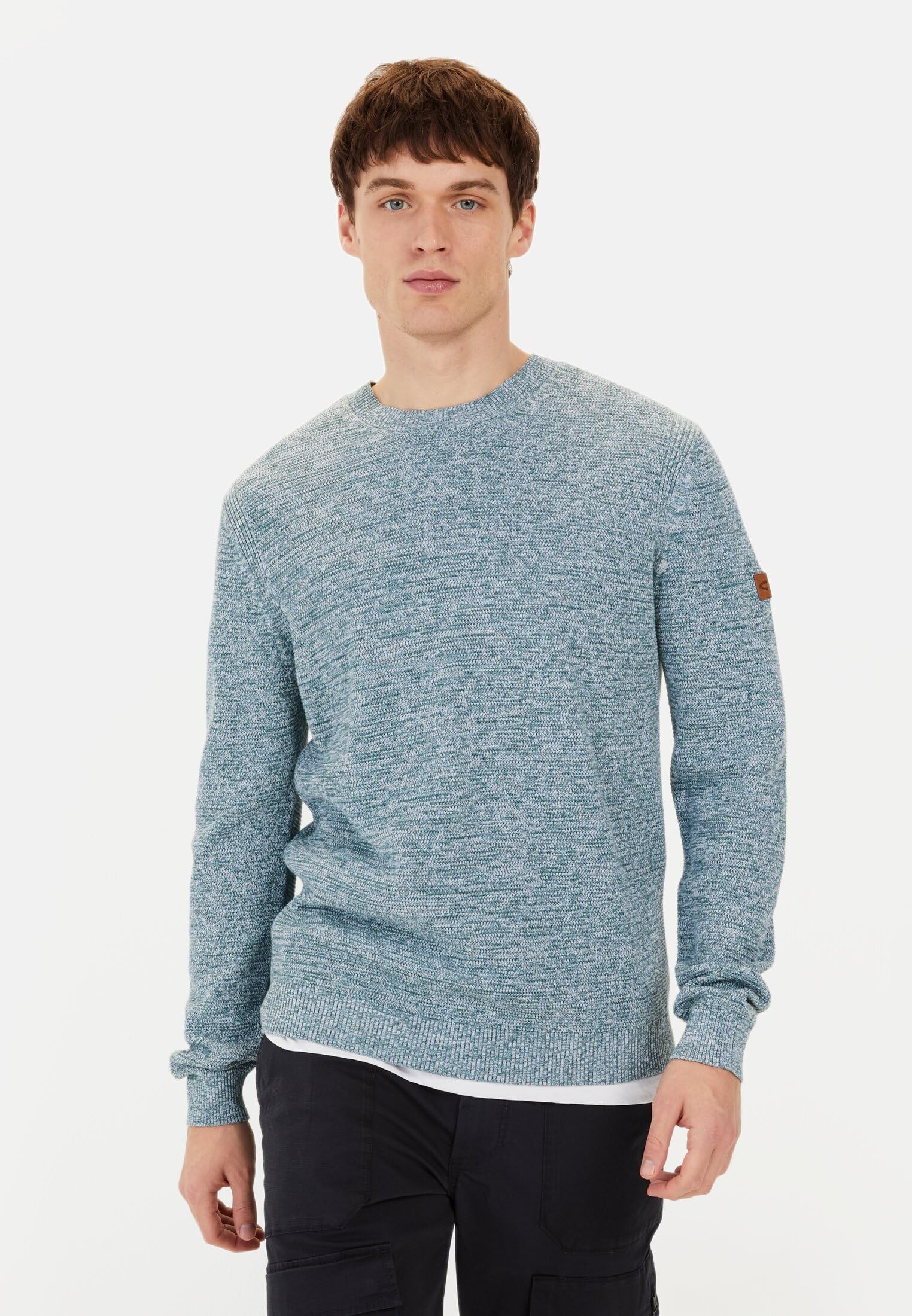 camel active Herren Rundhals Pullover aus Baumwolle